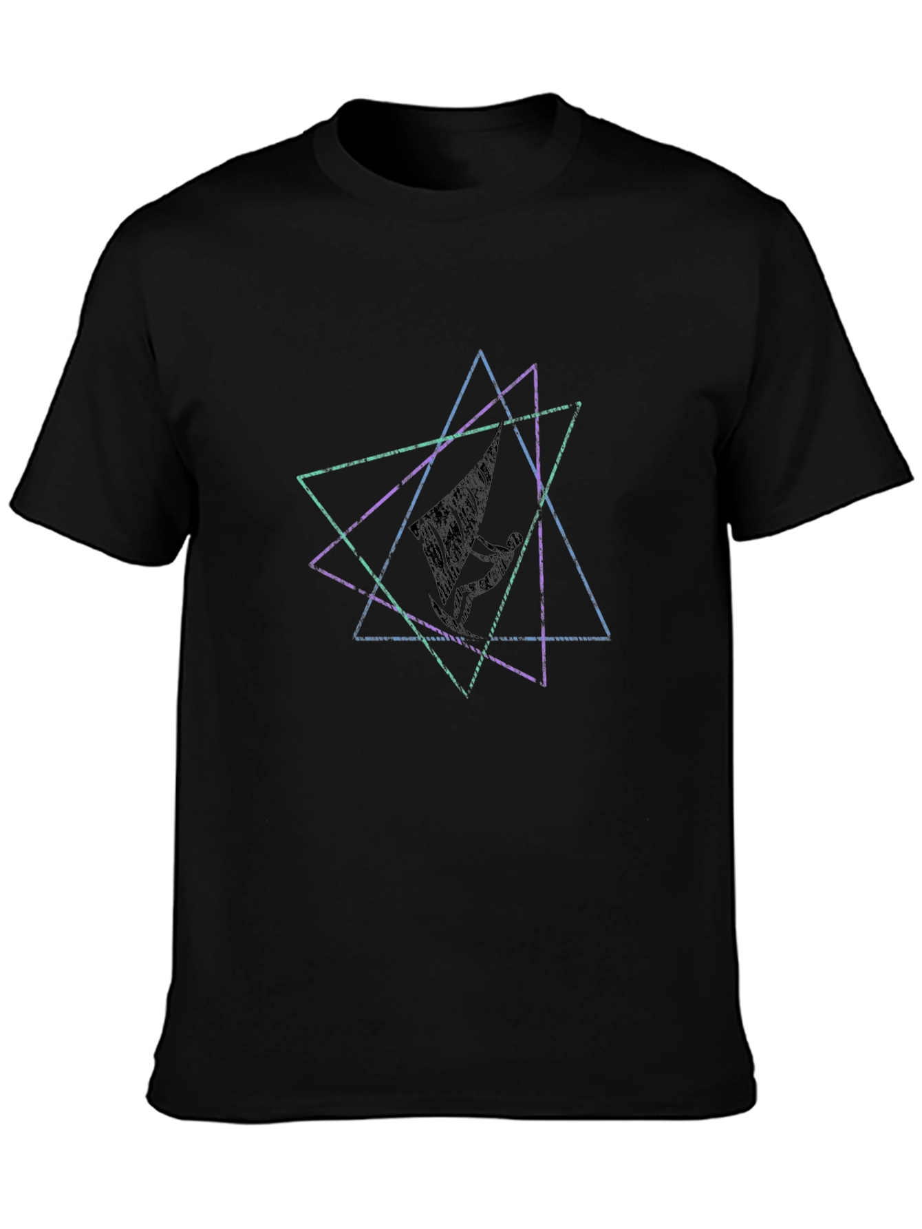 Geometric Triangle Graphic Tee - Black