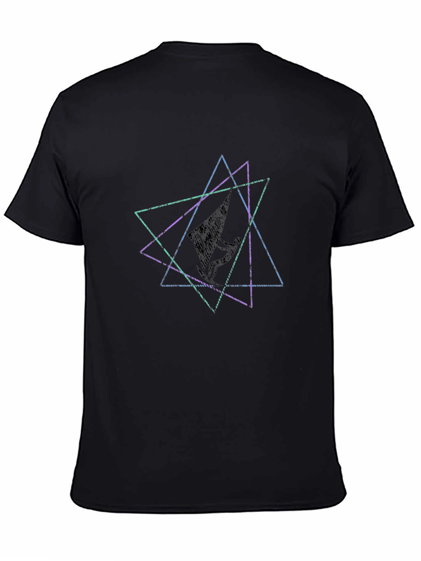 Geometric Triangle Graphic Tee - Black