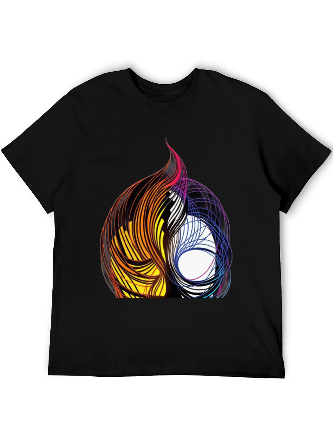 Abstract Swirl Graphic Black Tee
