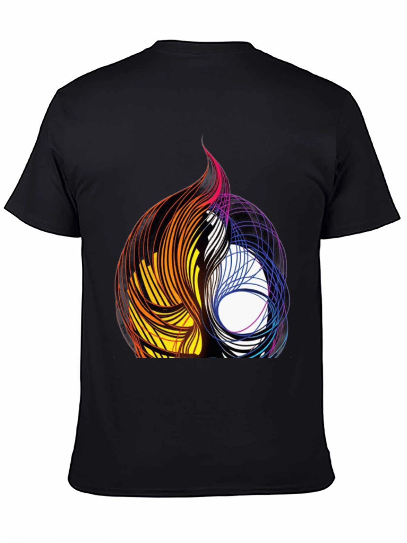 Abstract Swirl Graphic Black Tee