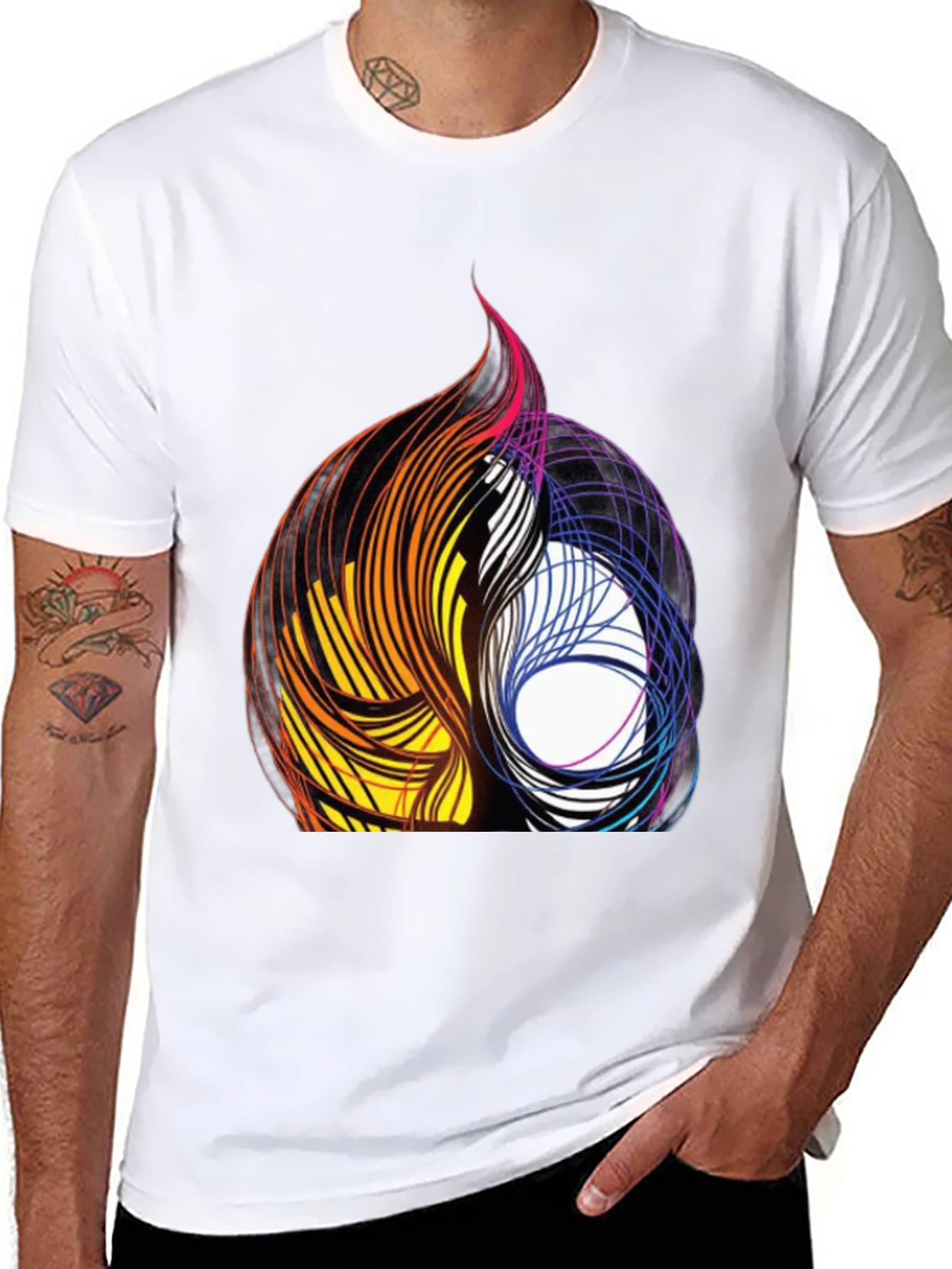 Abstract Swirl Graphic Black Tee