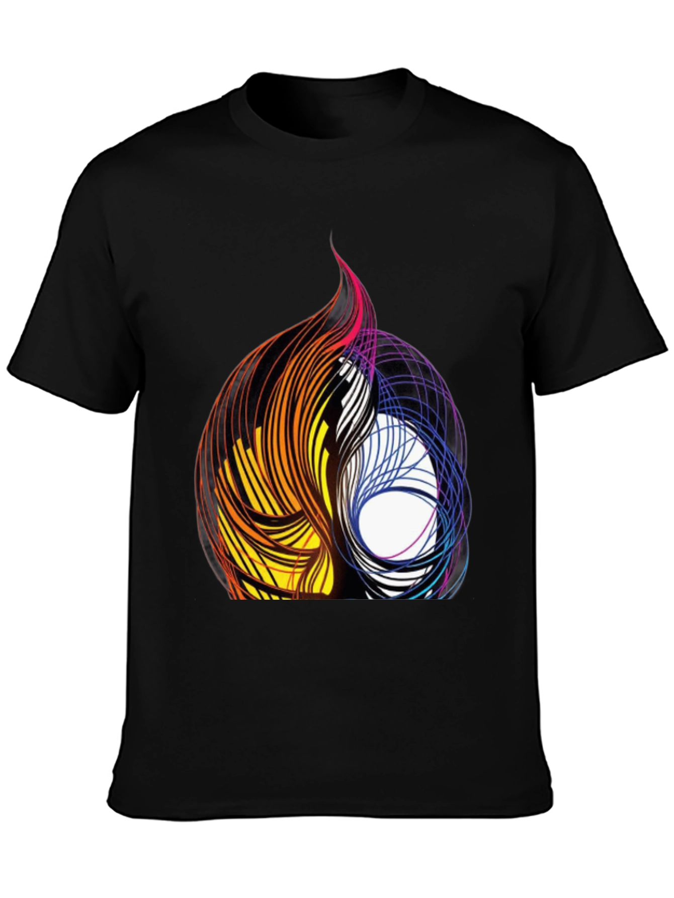 Abstract Swirl Graphic Black Tee