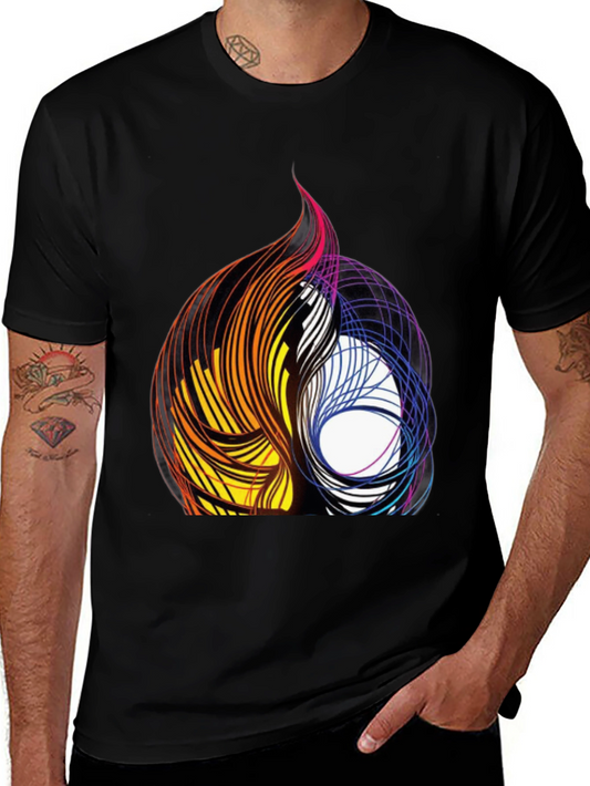 Abstract Swirl Graphic Black Tee