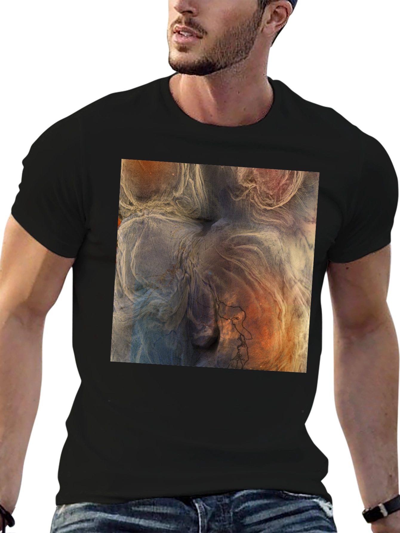 Abstract Art Graphic Tee - Black Casual T-Shirt