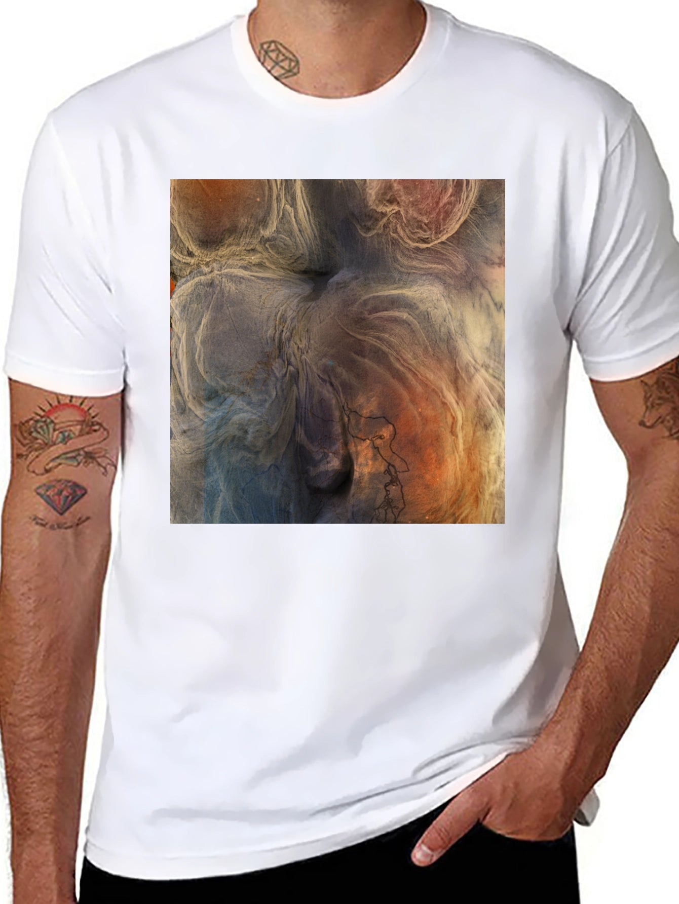 Abstract Art Graphic Tee - Black Casual T-Shirt