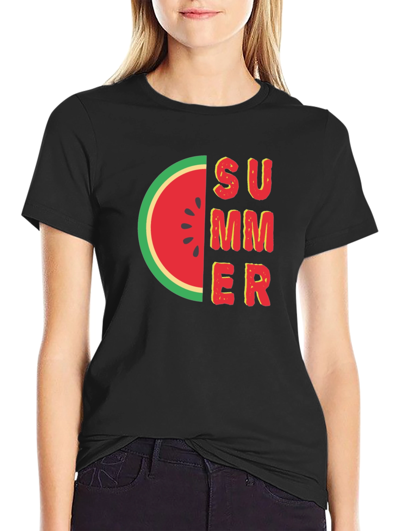 Summer Watermelon Graphic Tee - Black