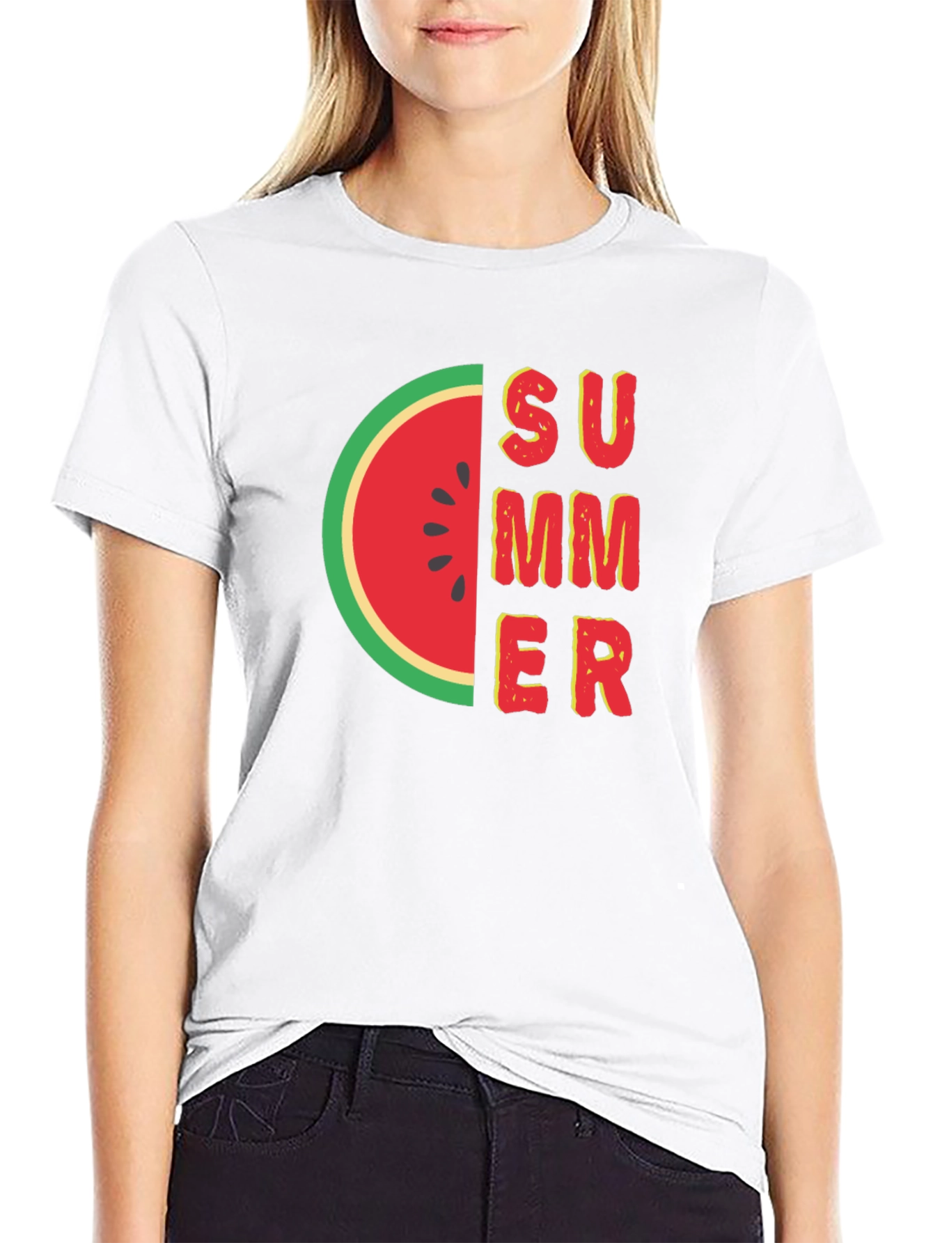Summer Watermelon Graphic Tee - Black