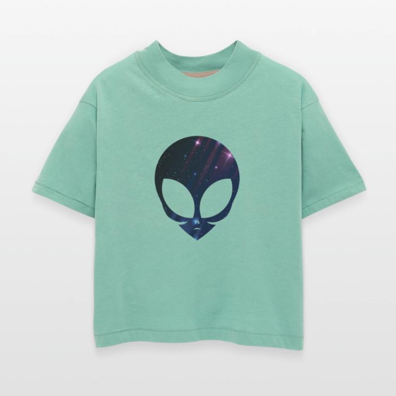 Alien Head Starry Night Sky T-Shirt Cosmic Space