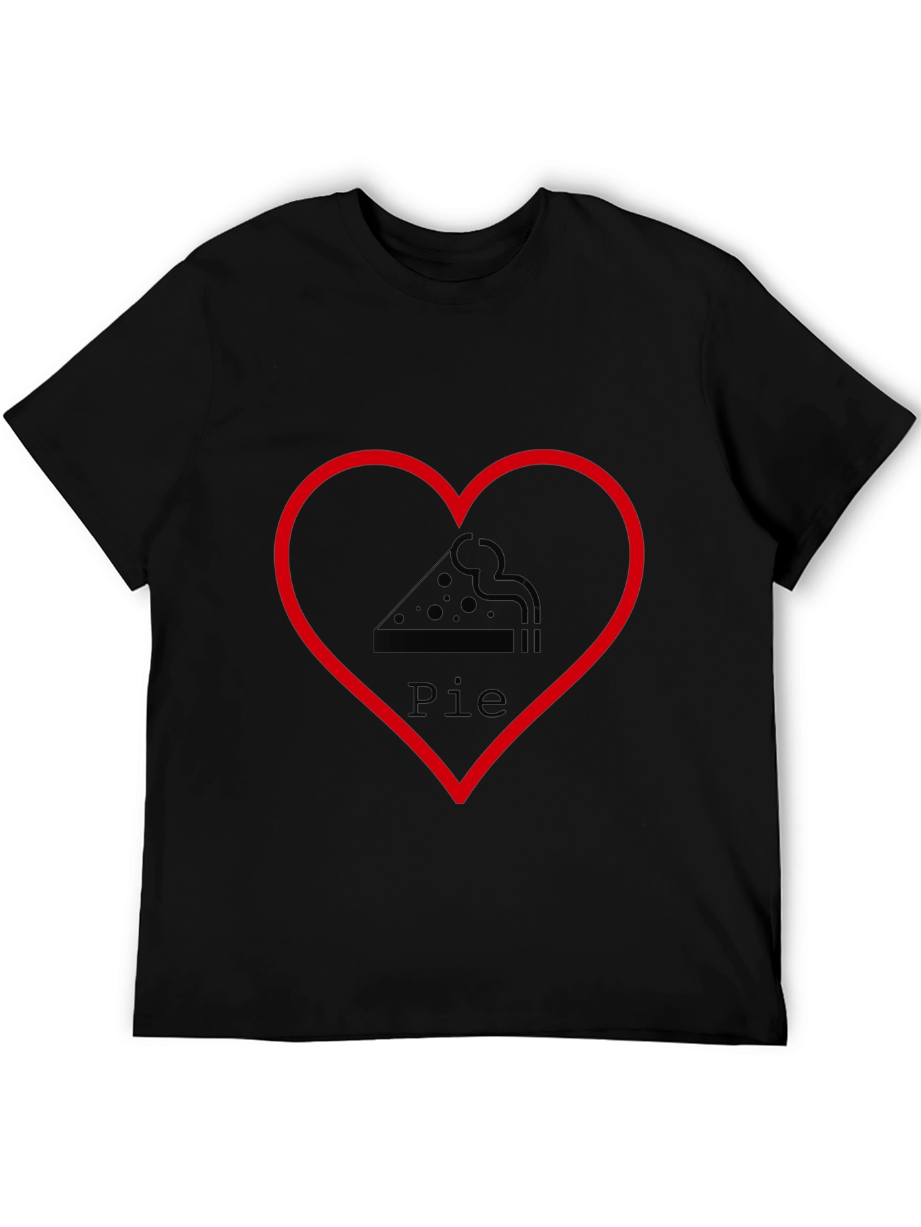 Pizza Pie Heart Graphic Tee - Casual Black T-Shirt