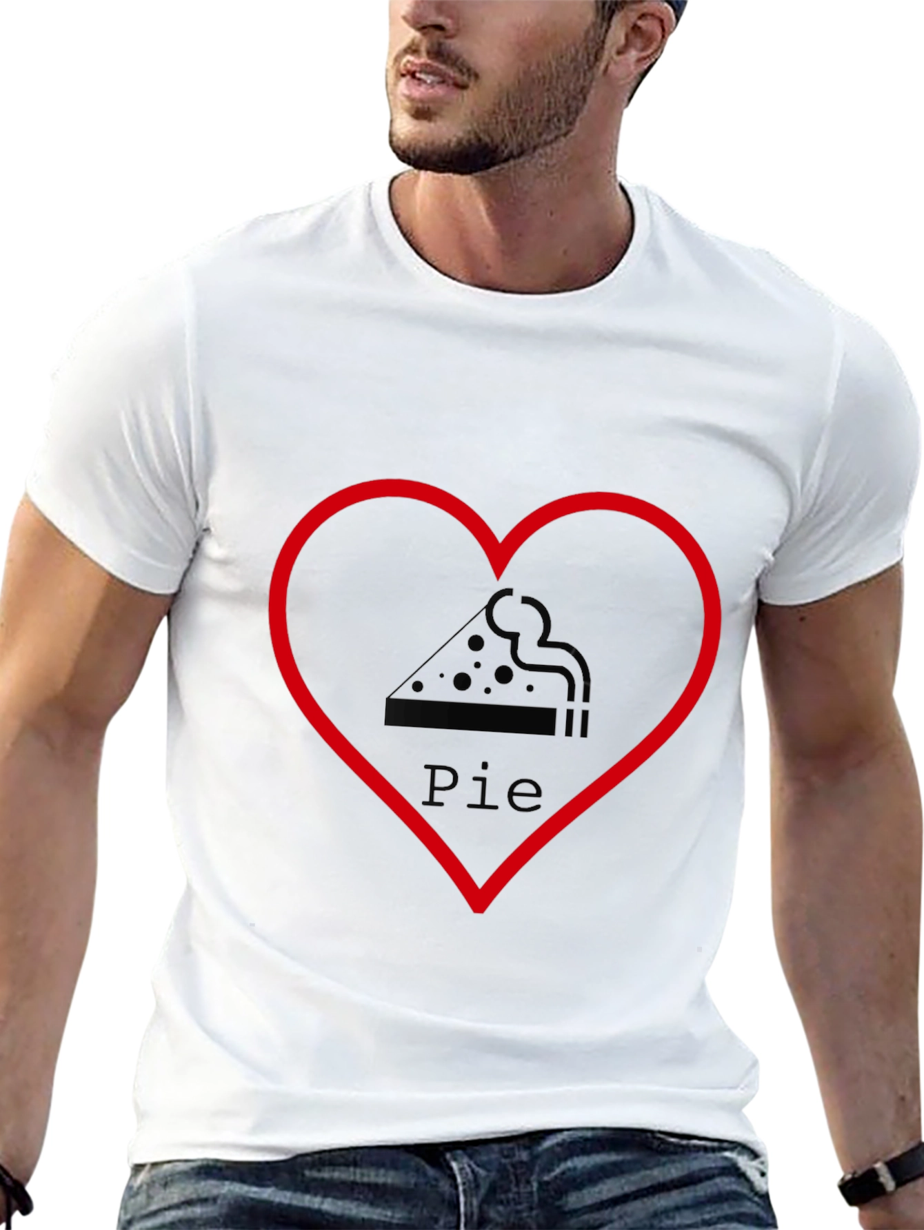Pizza Pie Heart Graphic Tee - Casual Black T-Shirt
