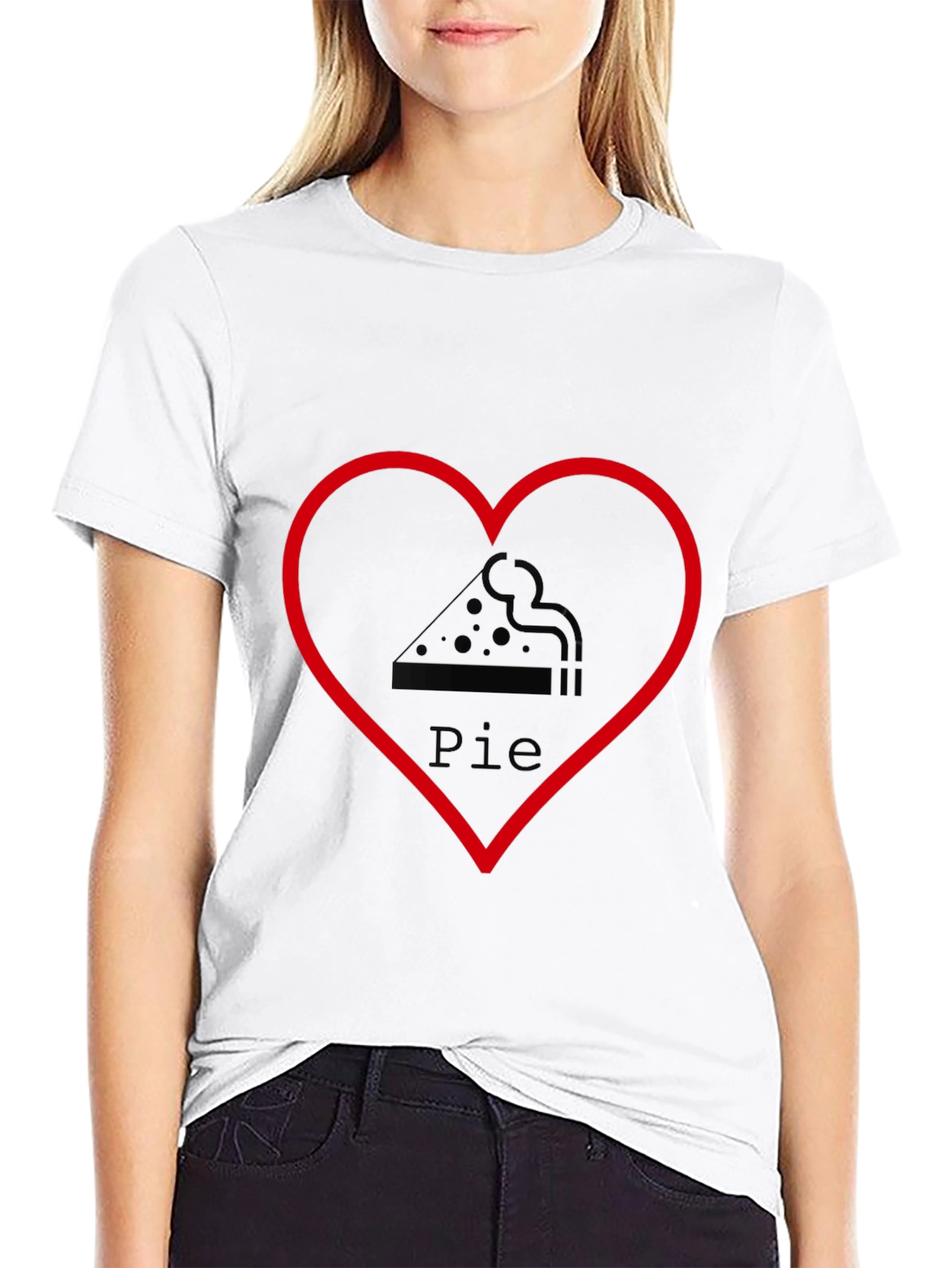 Pizza Pie Heart Graphic Tee - Casual Black T-Shirt