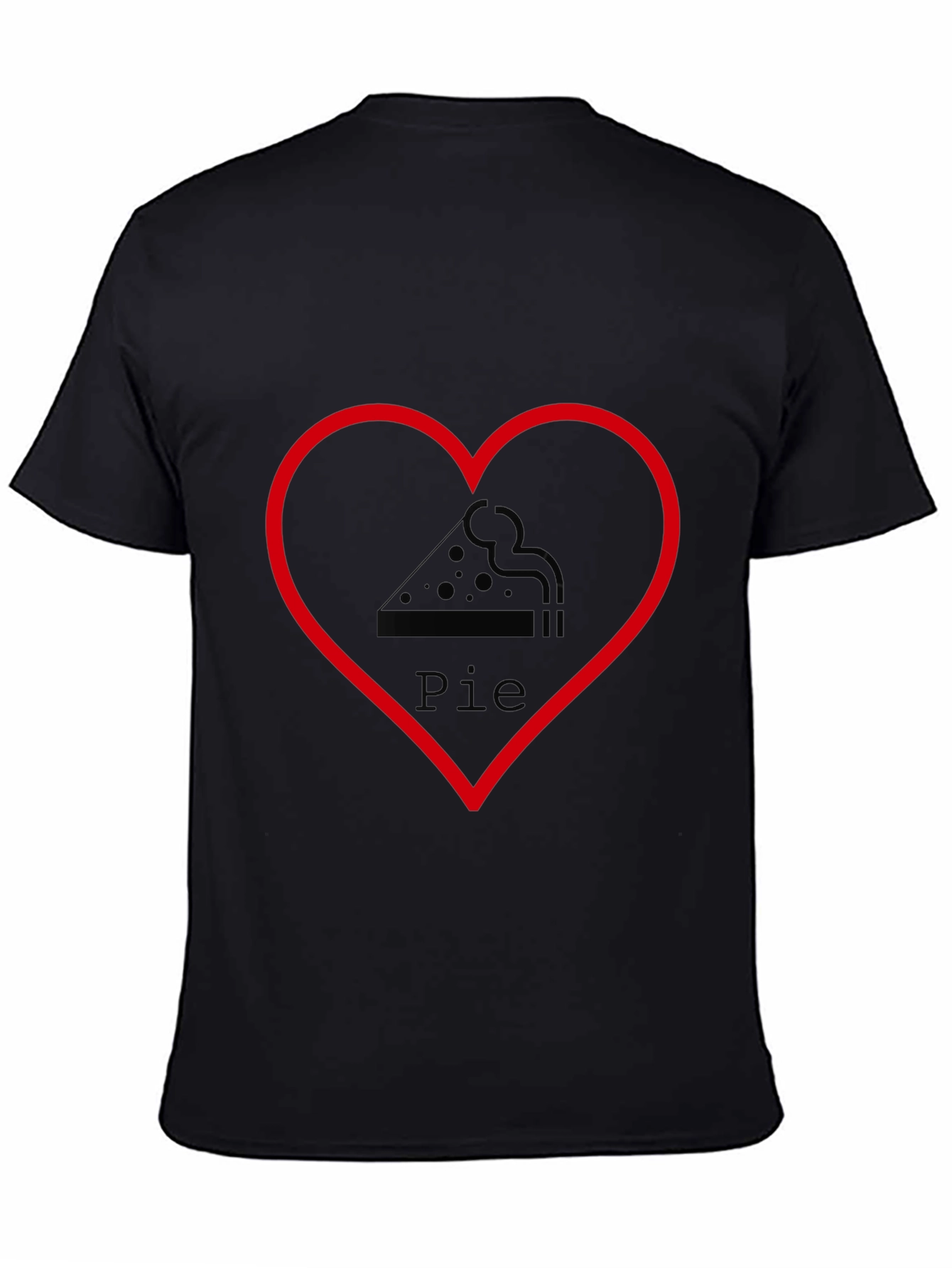 Pizza Pie Heart Graphic Tee - Casual Black T-Shirt
