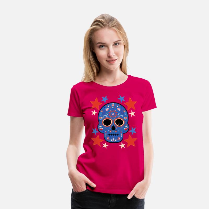 American Patriot Sugar Skull Stars July 4th Flag