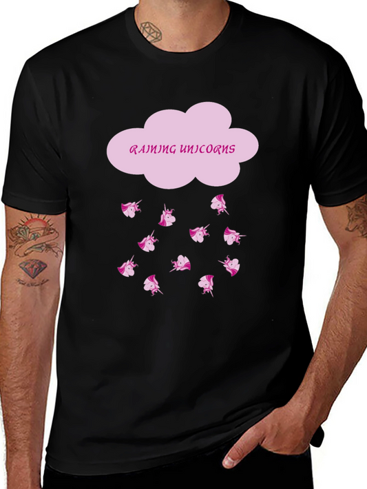 Raining Unicorns Graphic Tee - Novelty T-Shirt