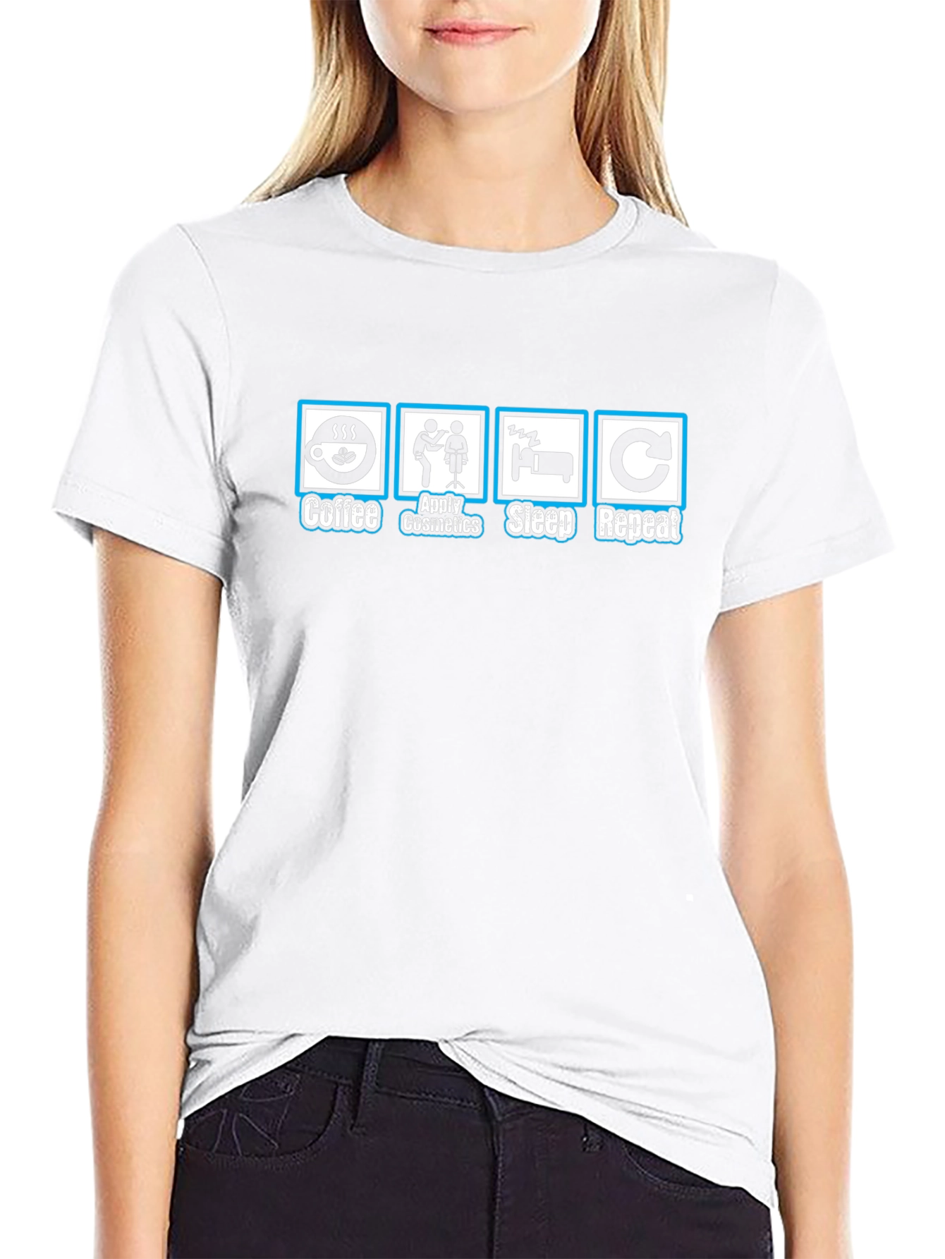 Coffee Cosmetics Sleep Repeat T-Shirt