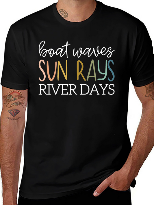 Boat Waves Sun Rays River Days T-Shirt