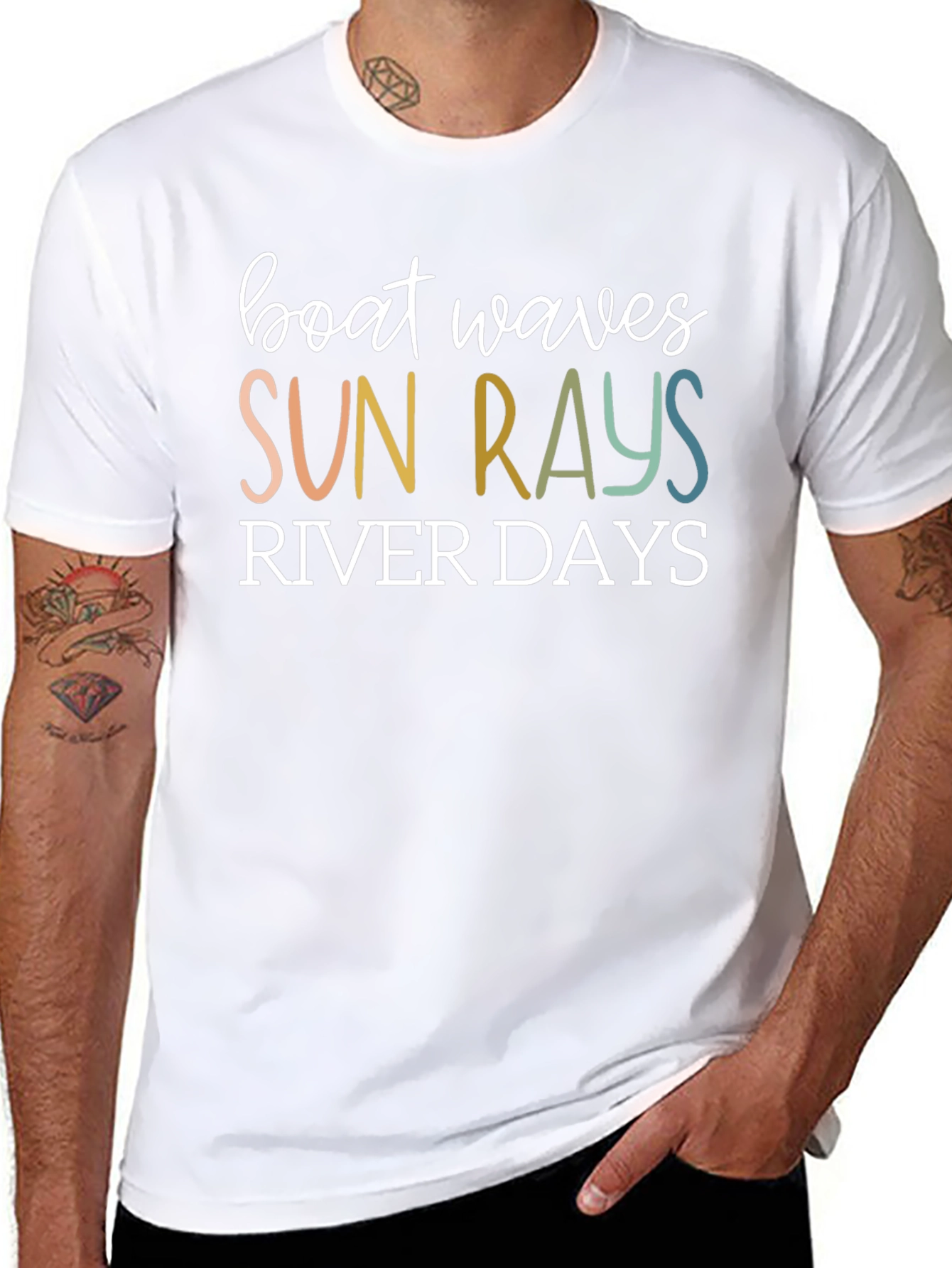 Boat Waves Sun Rays River Days T-Shirt