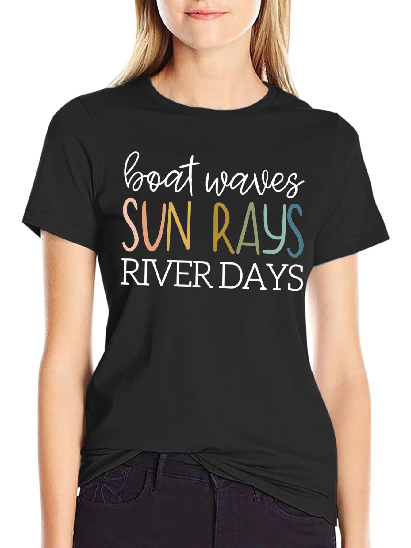 Boat Waves Sun Rays River Days T-Shirt