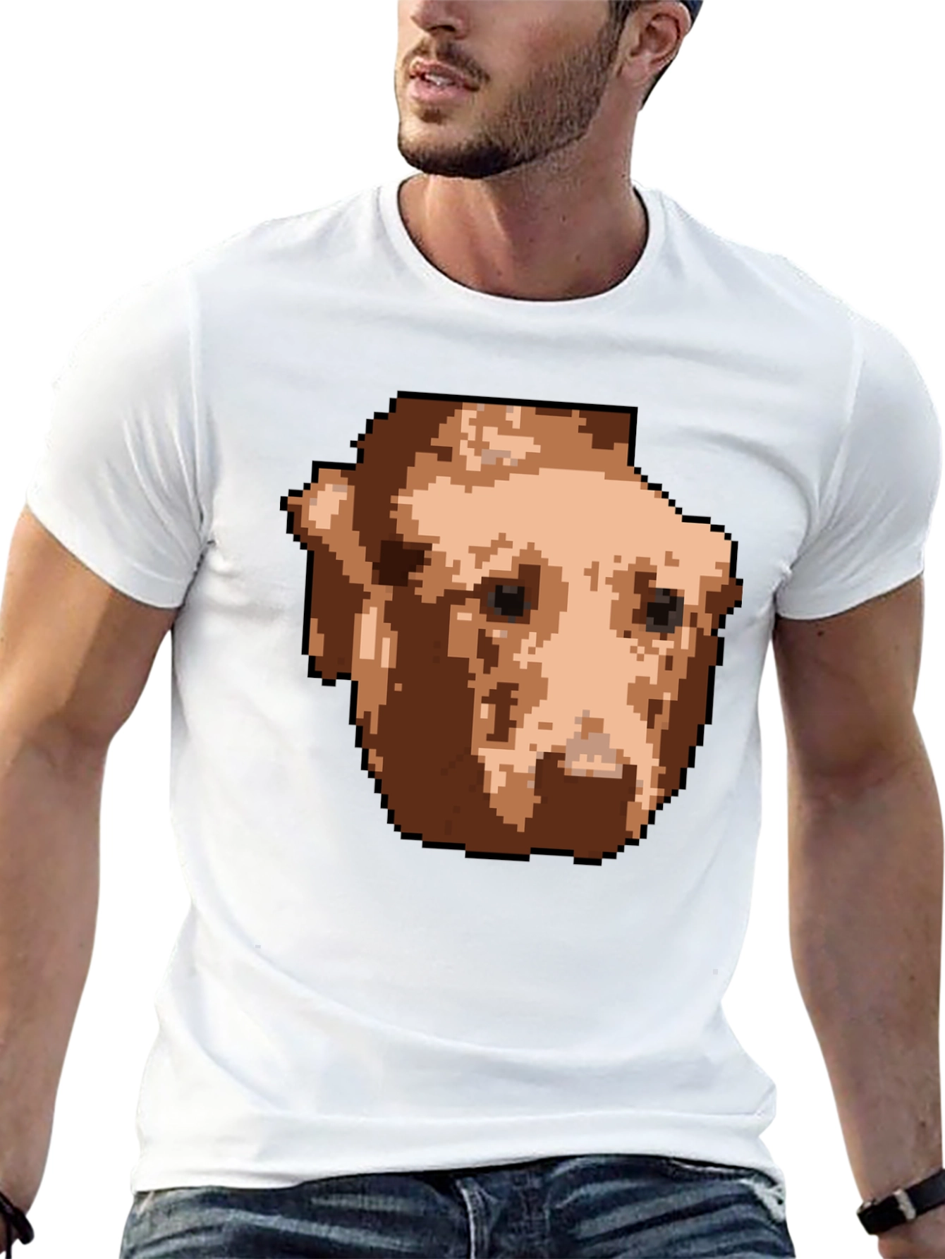 Pixelated Dog Graphic T-Shirt - Black