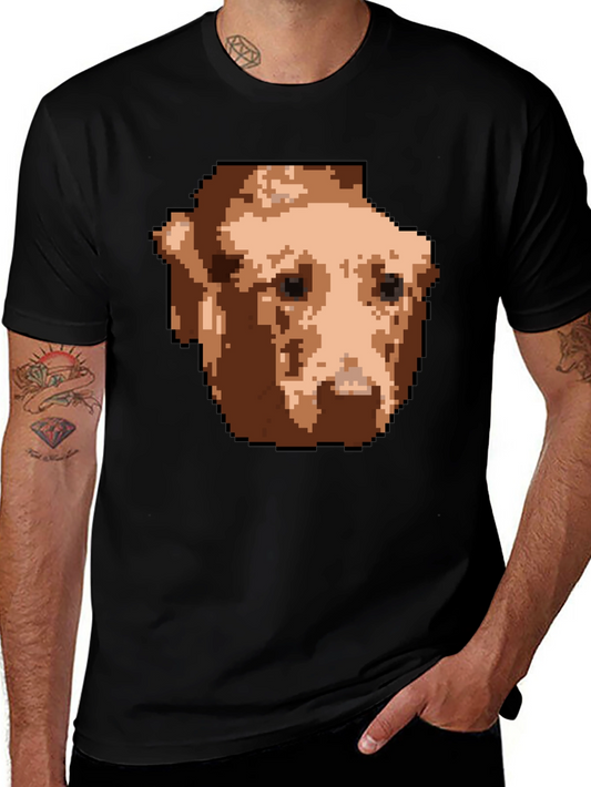 Pixelated Dog Graphic T-Shirt - Black