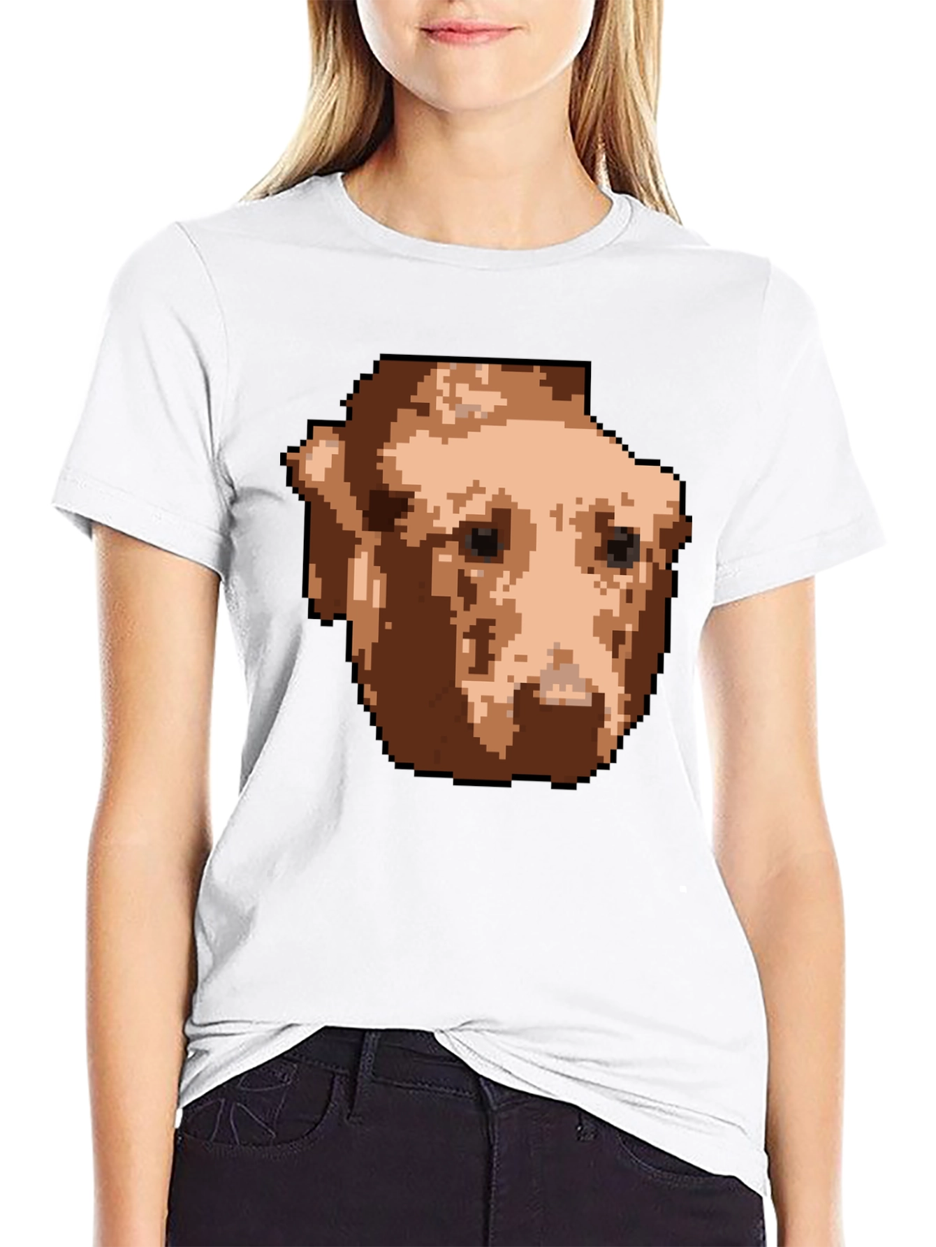 Pixelated Dog Graphic T-Shirt - Black