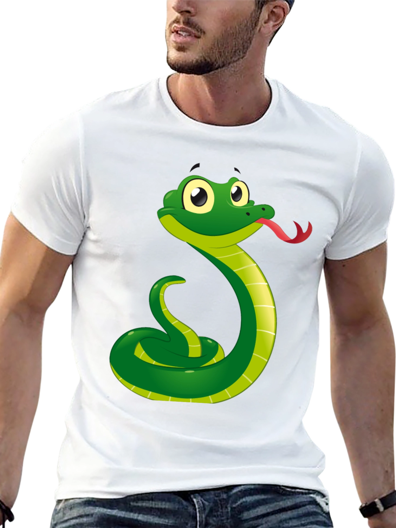 Snake Graphic Tee - Black Cotton T-Shirt