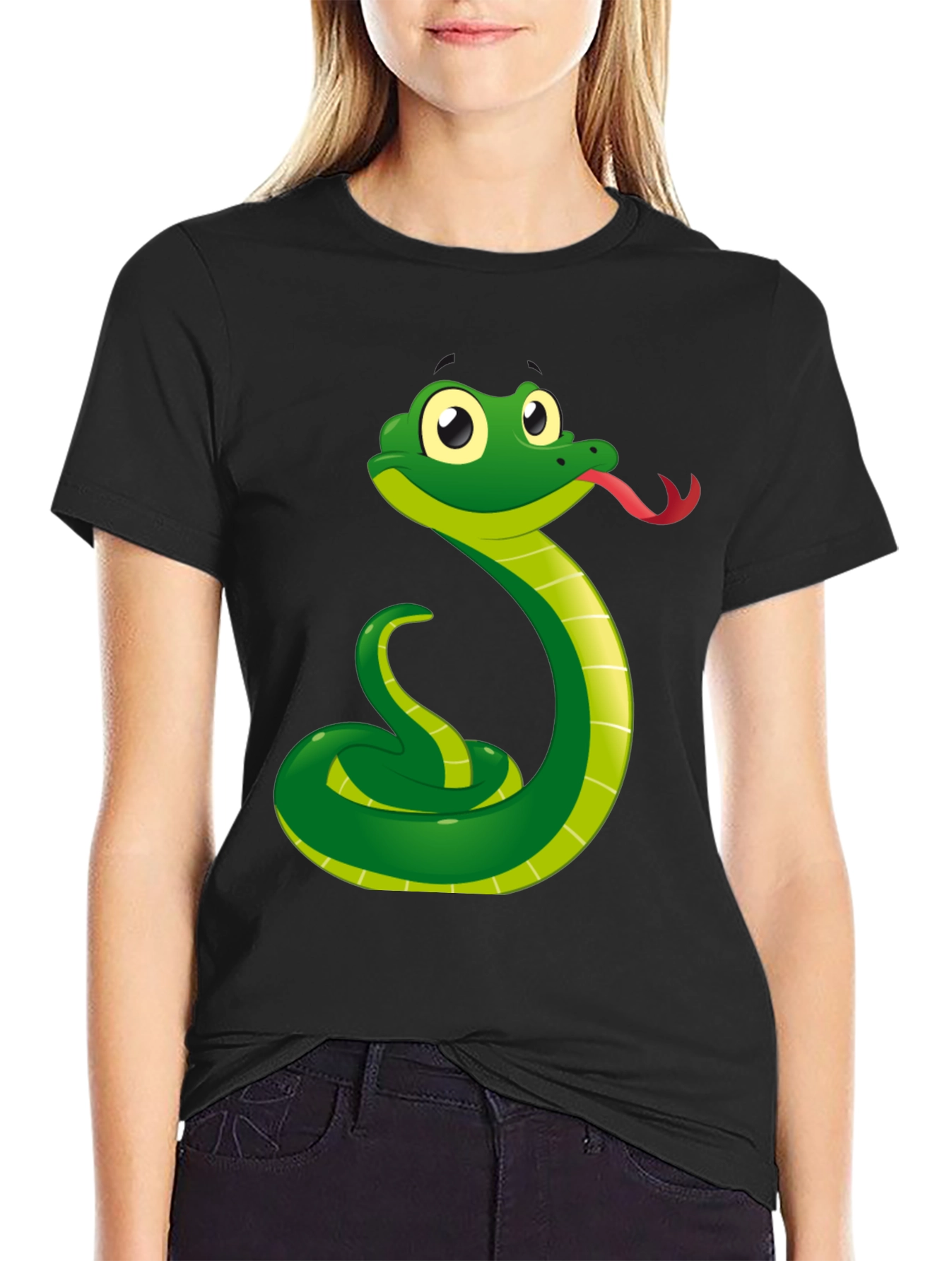 Snake Graphic Tee - Black Cotton T-Shirt