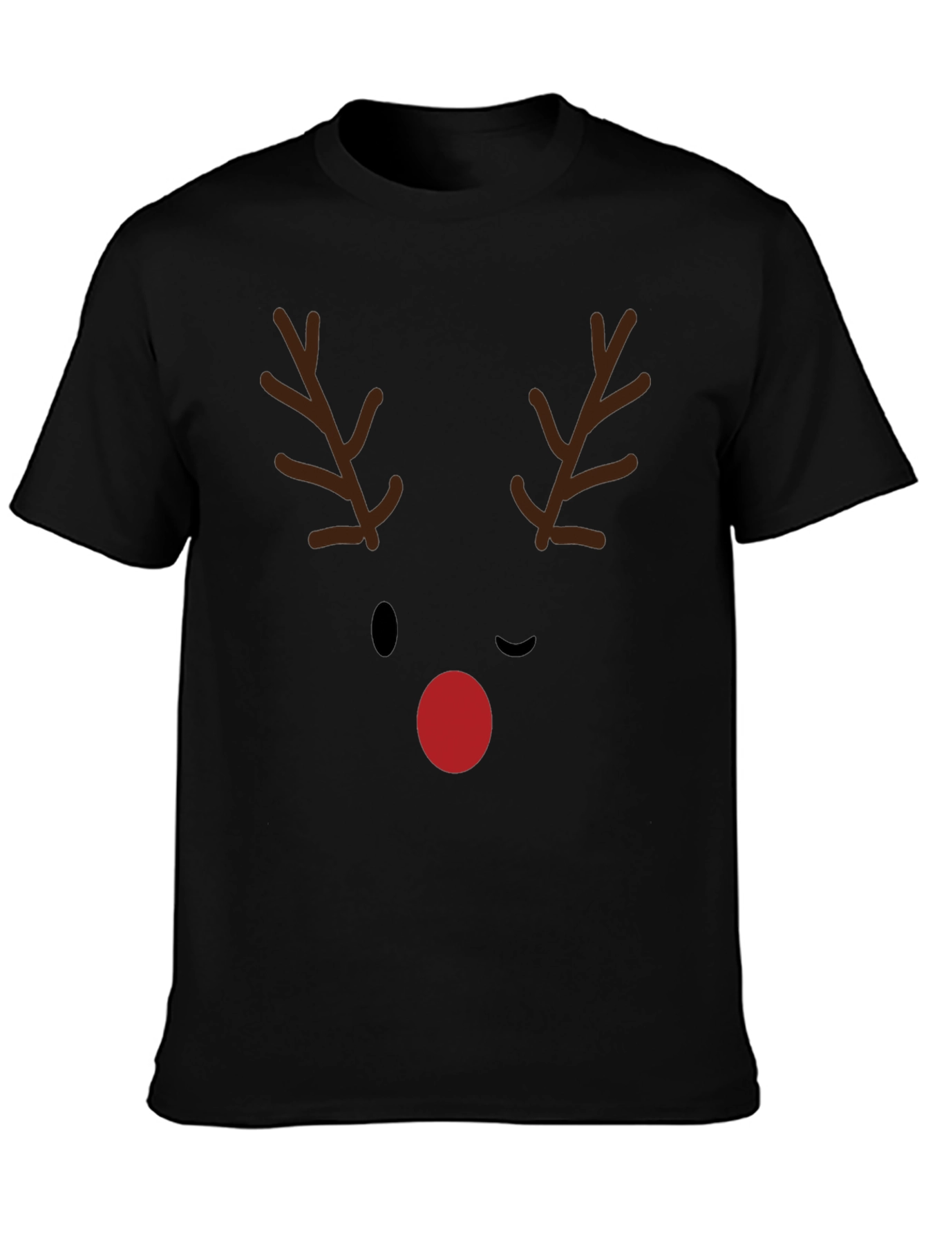 Reindeer Face Graphic Tee - Holiday Fun