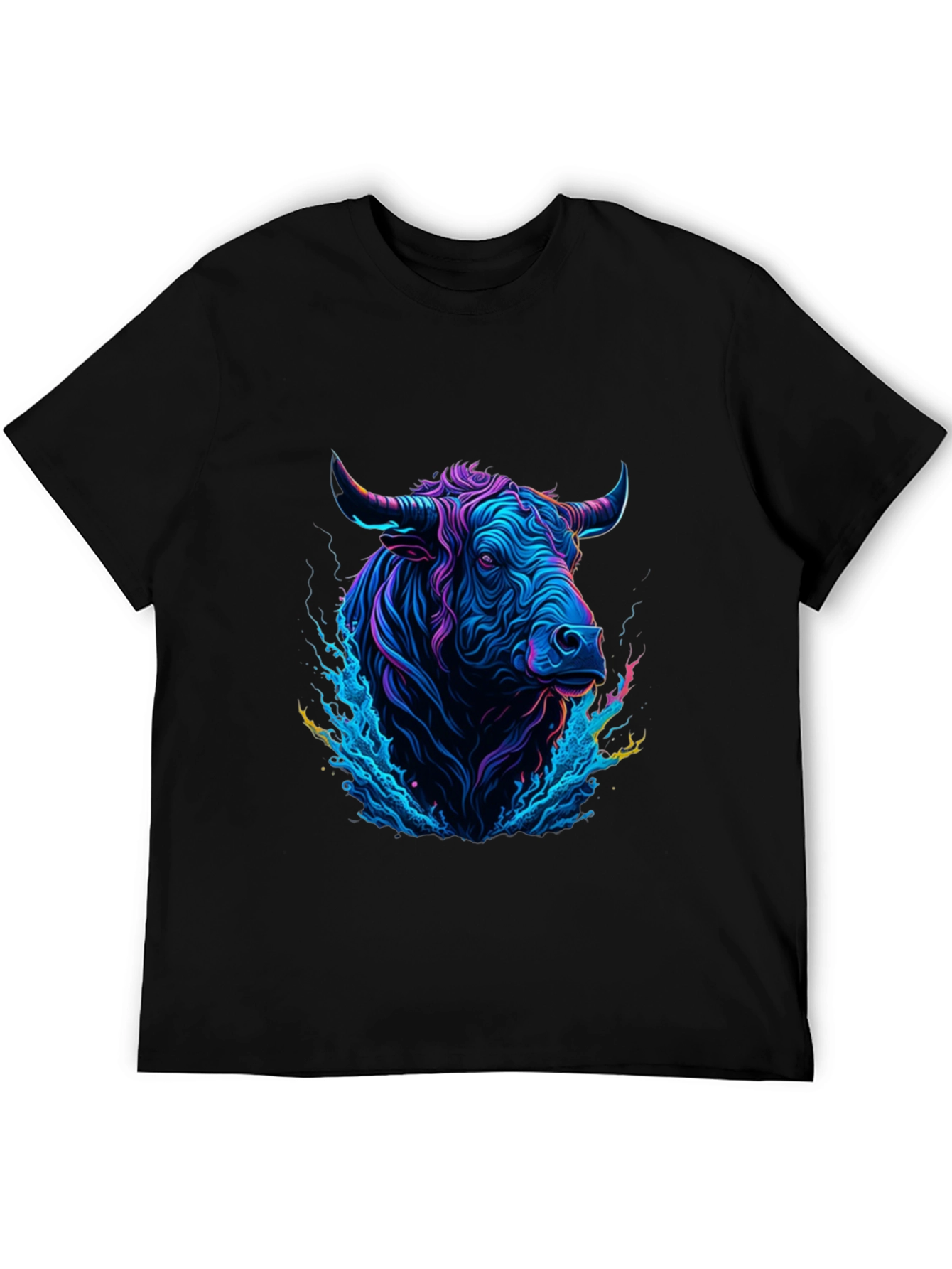 Neon Bull Graphic Tee - Mens Black T-Shirt
