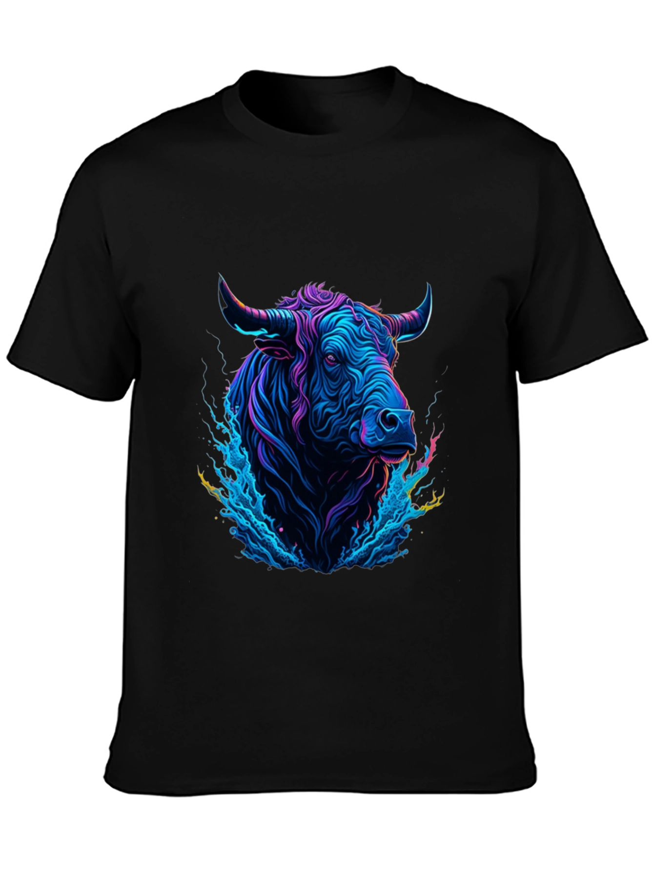 Neon Bull Graphic Tee - Mens Black T-Shirt