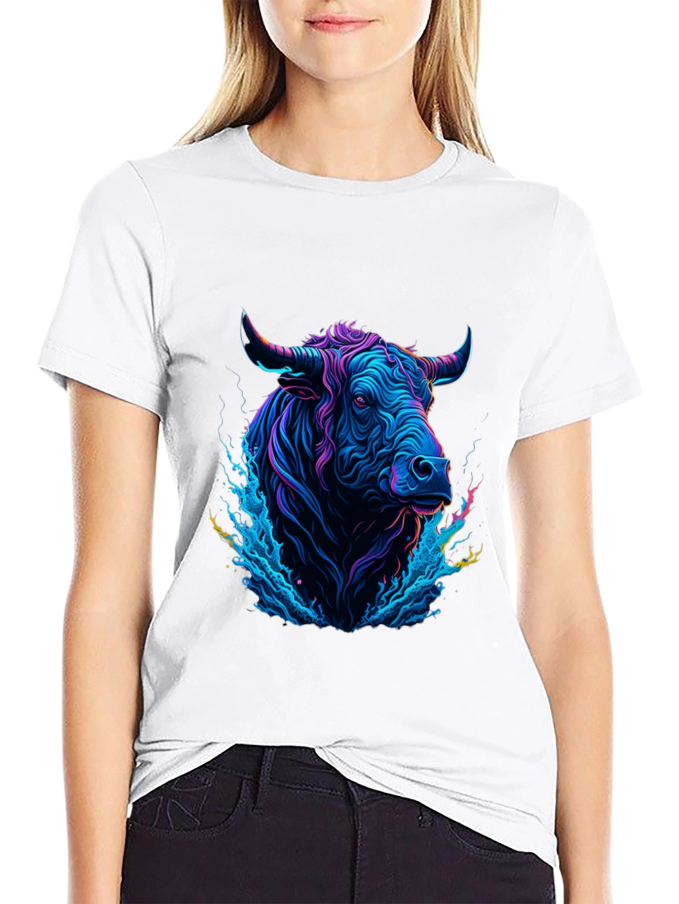 Neon Bull Graphic Tee - Mens Black T-Shirt