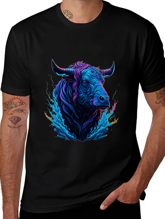 Neon Bull Graphic Tee - Mens Black T-Shirt