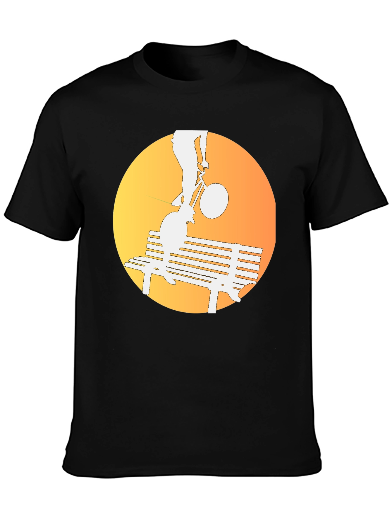 Silhouette Bike Ride T-Shirt - Sunset Bench Design