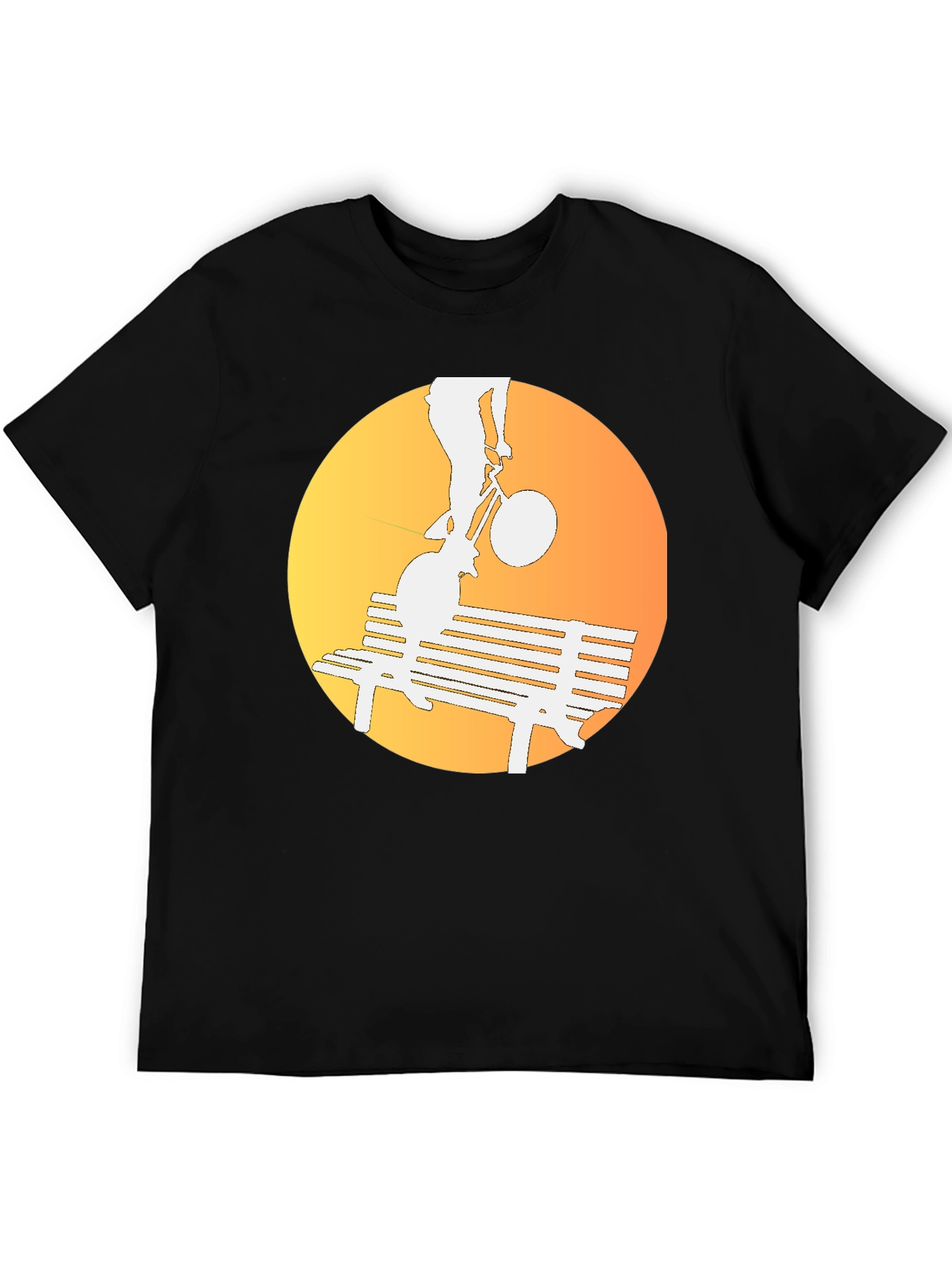 Silhouette Bike Ride T-Shirt - Sunset Bench Design
