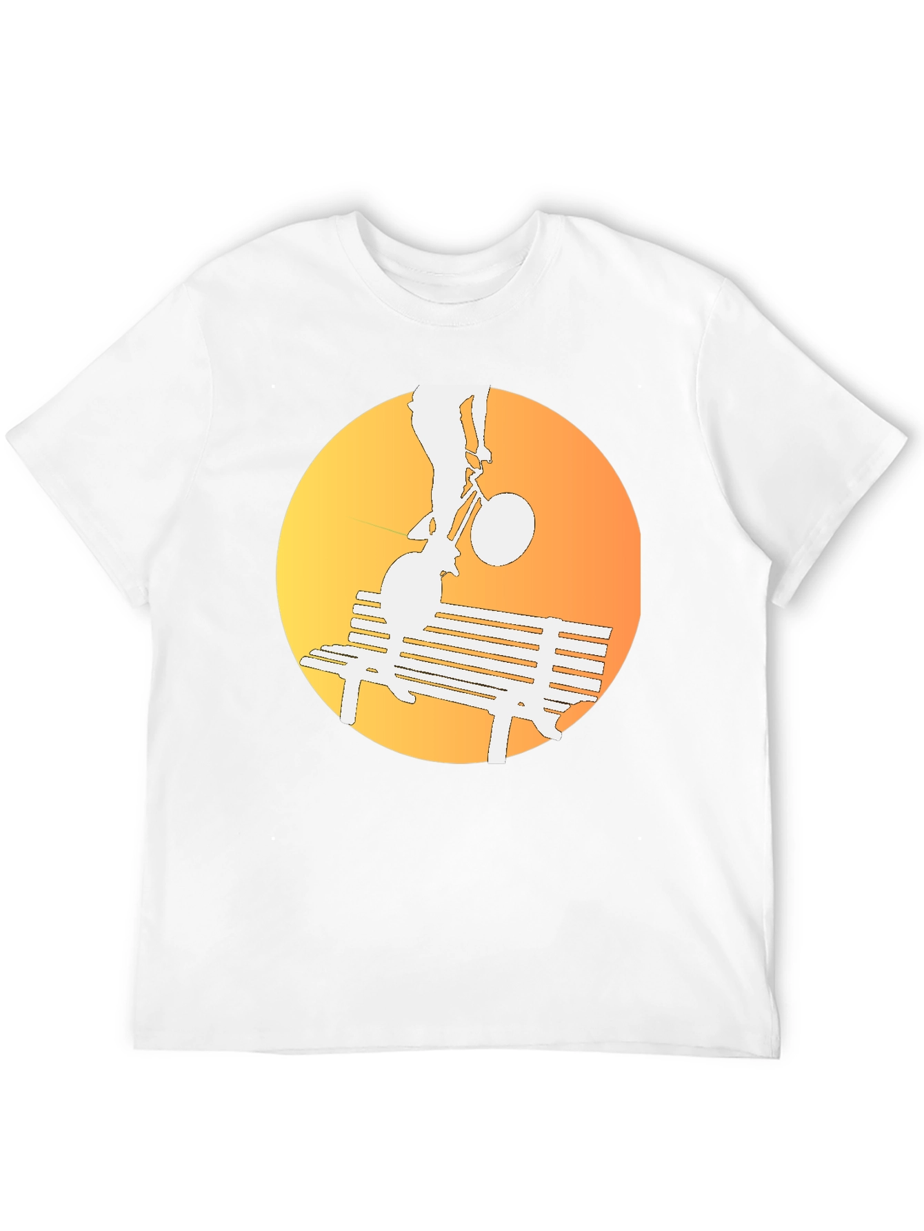 Silhouette Bike Ride T-Shirt - Sunset Bench Design