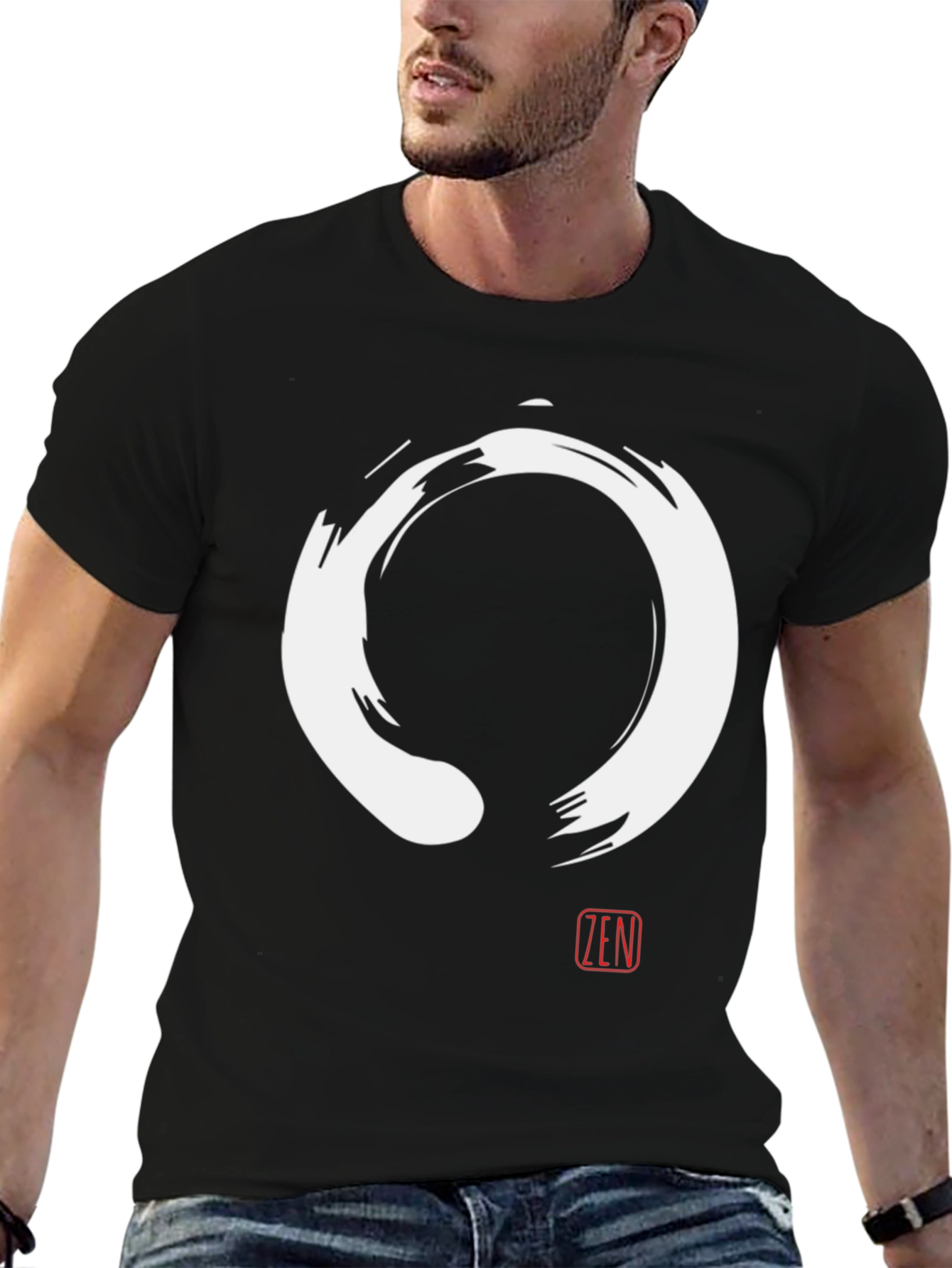 Zen Circle T-Shirt - Enso Symbol Black Tee