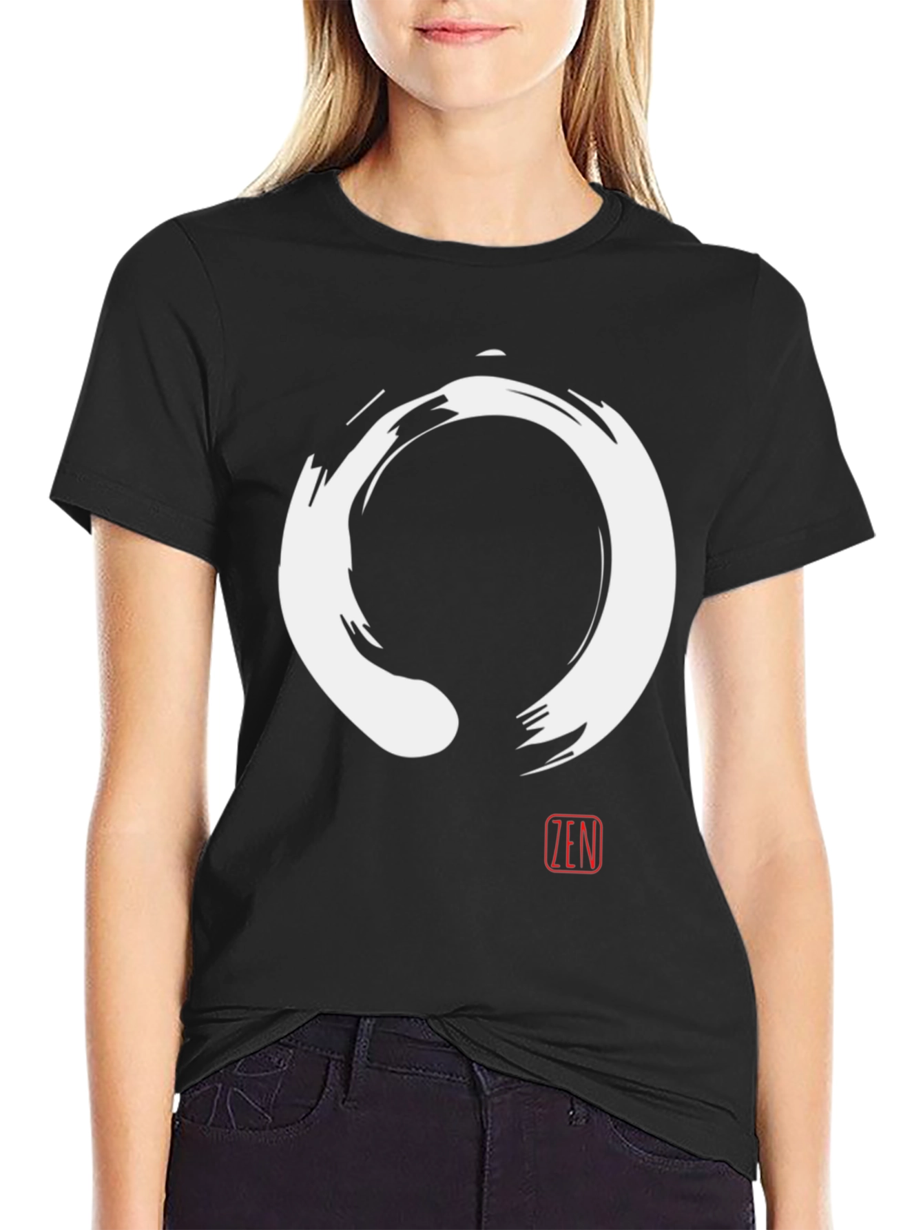 Zen Circle T-Shirt - Enso Symbol Black Tee