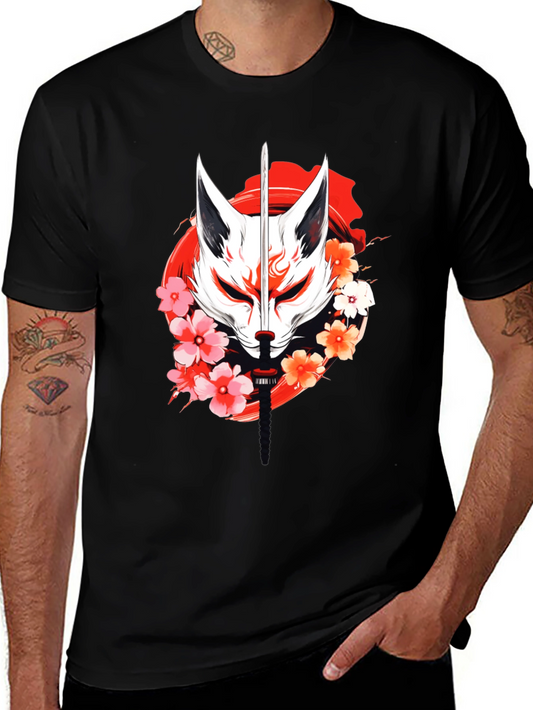 Fox & Sword Graphic Tee - Cool Samurai T-Shirt