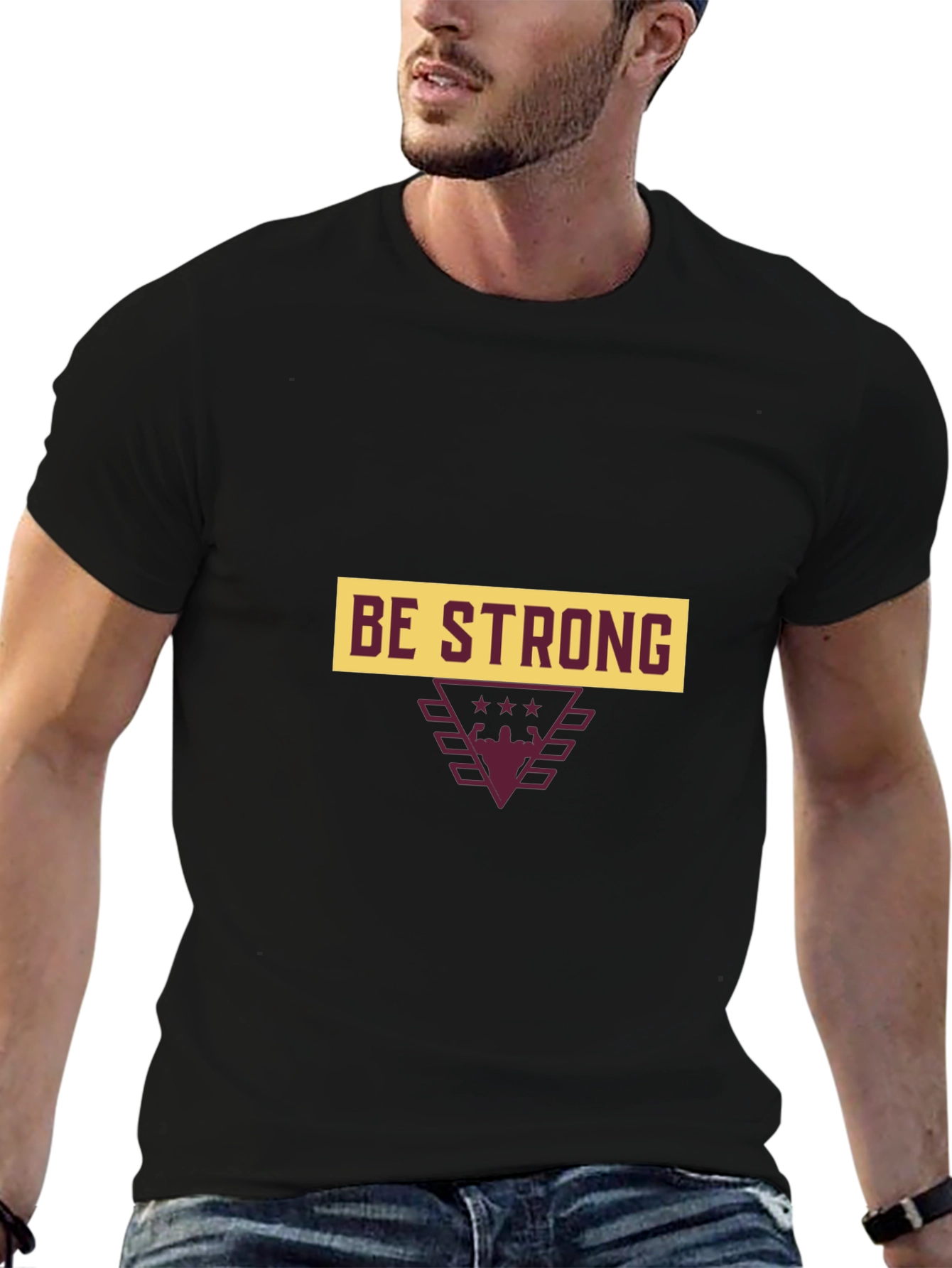 Be Strong Graphic Tee - Black Cotton