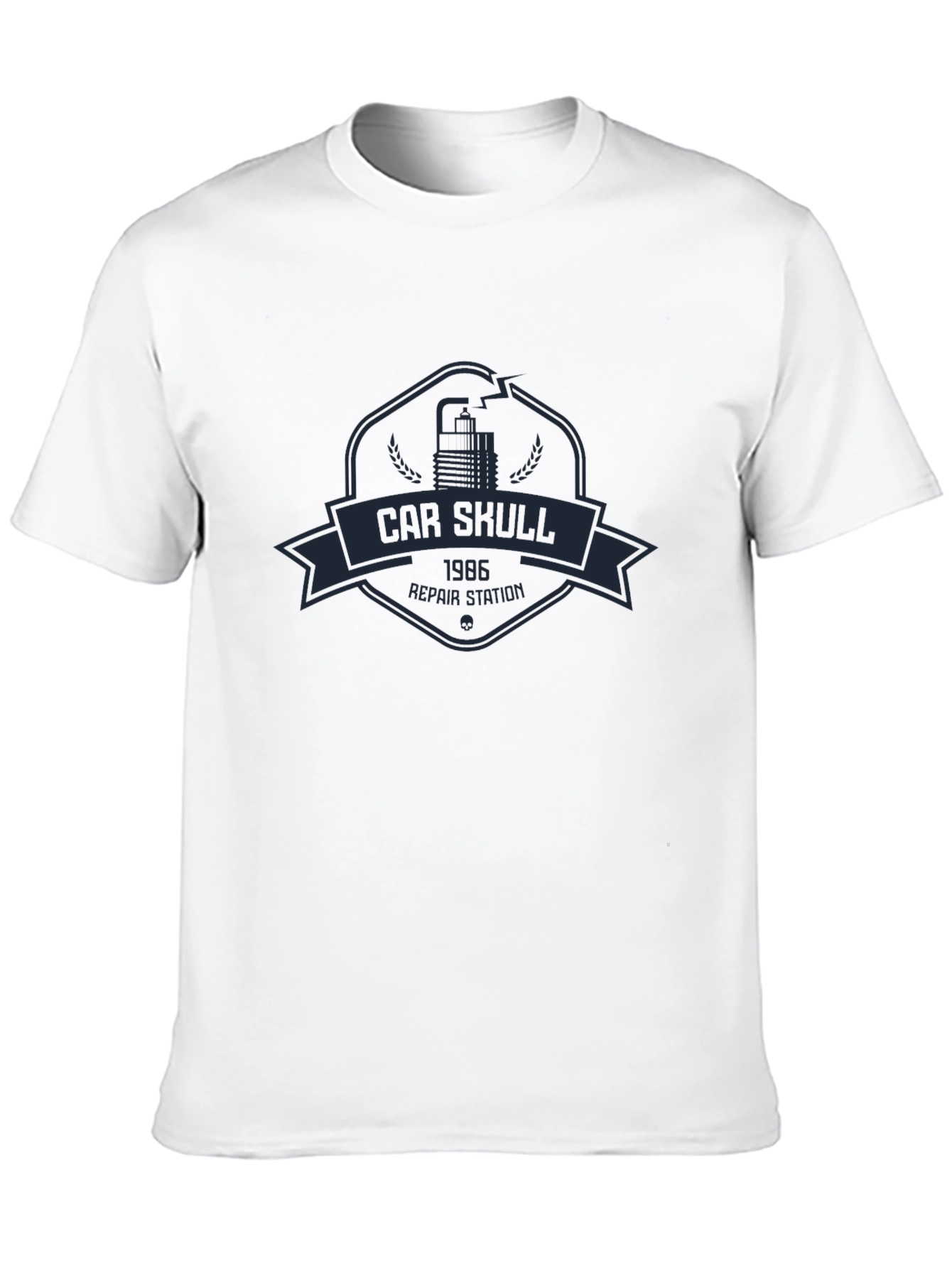 Car Skull 1986 Repair Station Black T-Shirt