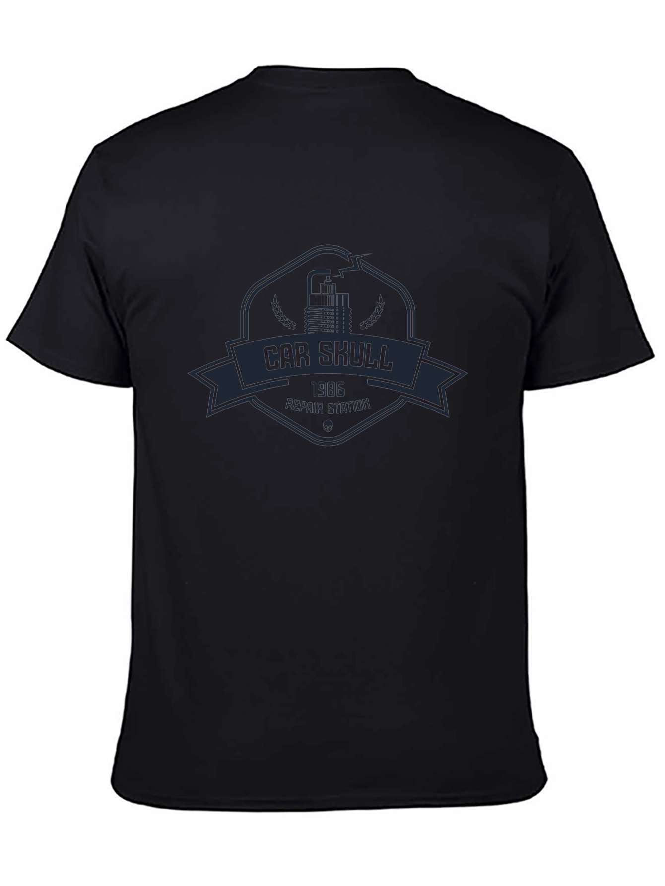 Car Skull 1986 Repair Station Black T-Shirt