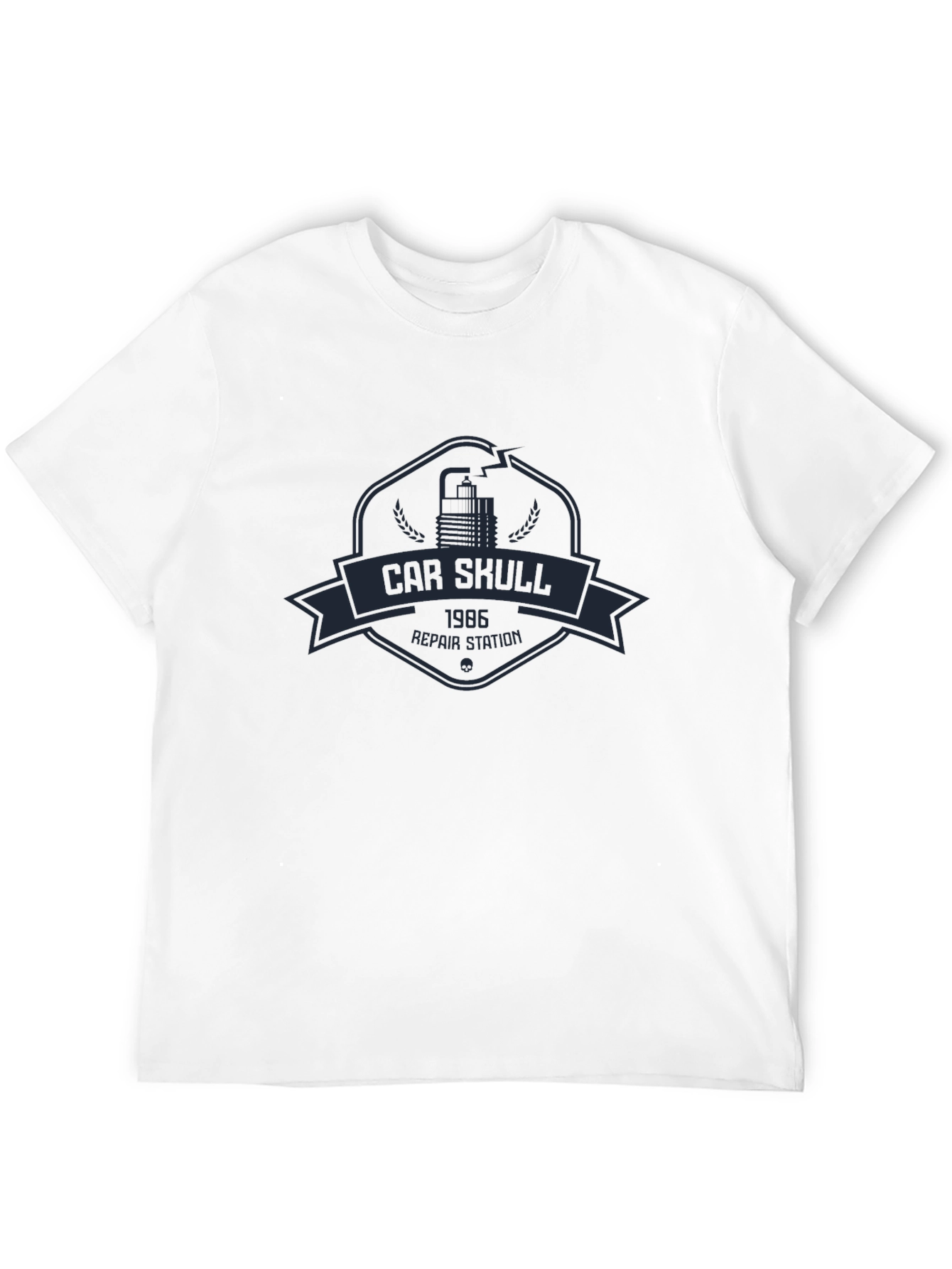 Car Skull 1986 Repair Station Black T-Shirt