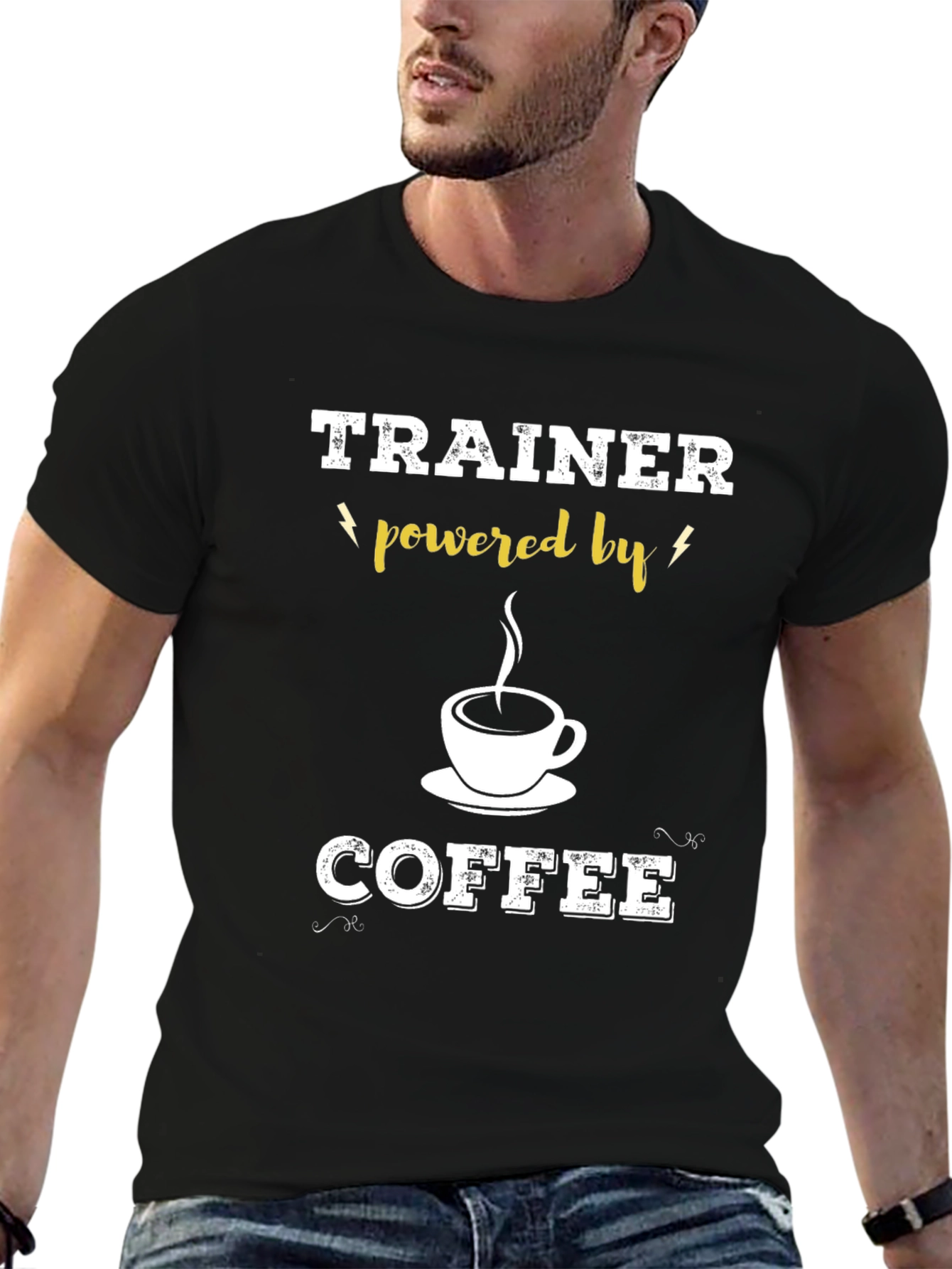 Trainer Powered By Coffee Black T-Shirt
