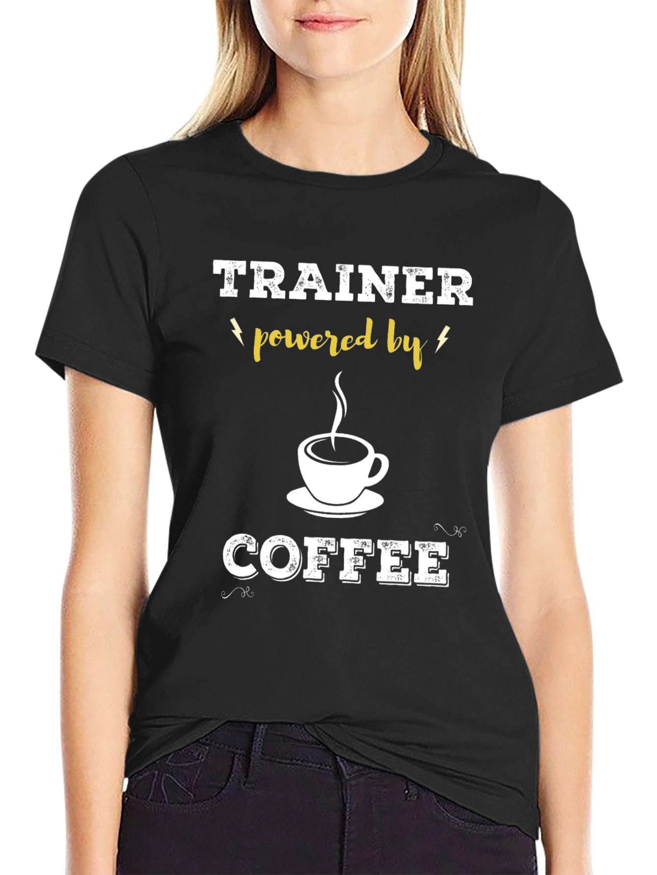 Trainer Powered By Coffee Black T-Shirt