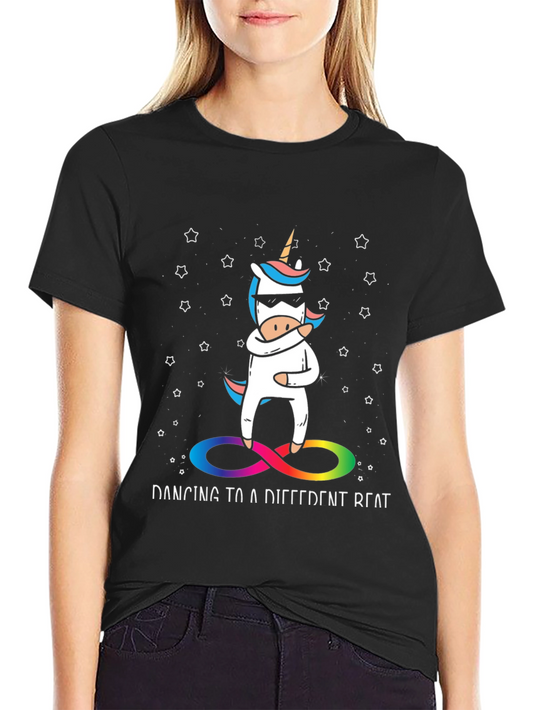Unicorn Dancing to a Different Beat Black T-Shirt