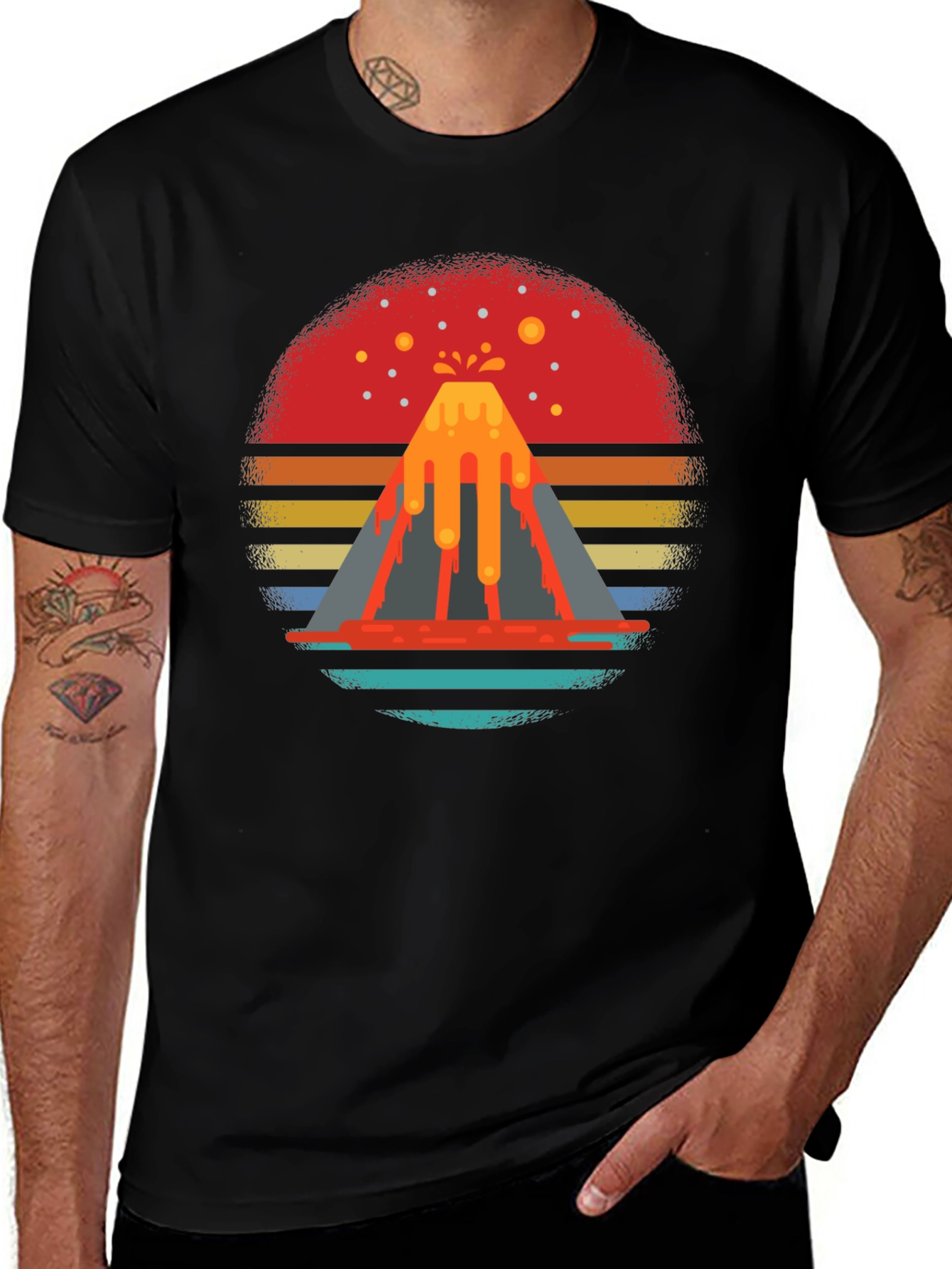 Retro Volcano T-Shirt - Lava Peak Graphic Tee