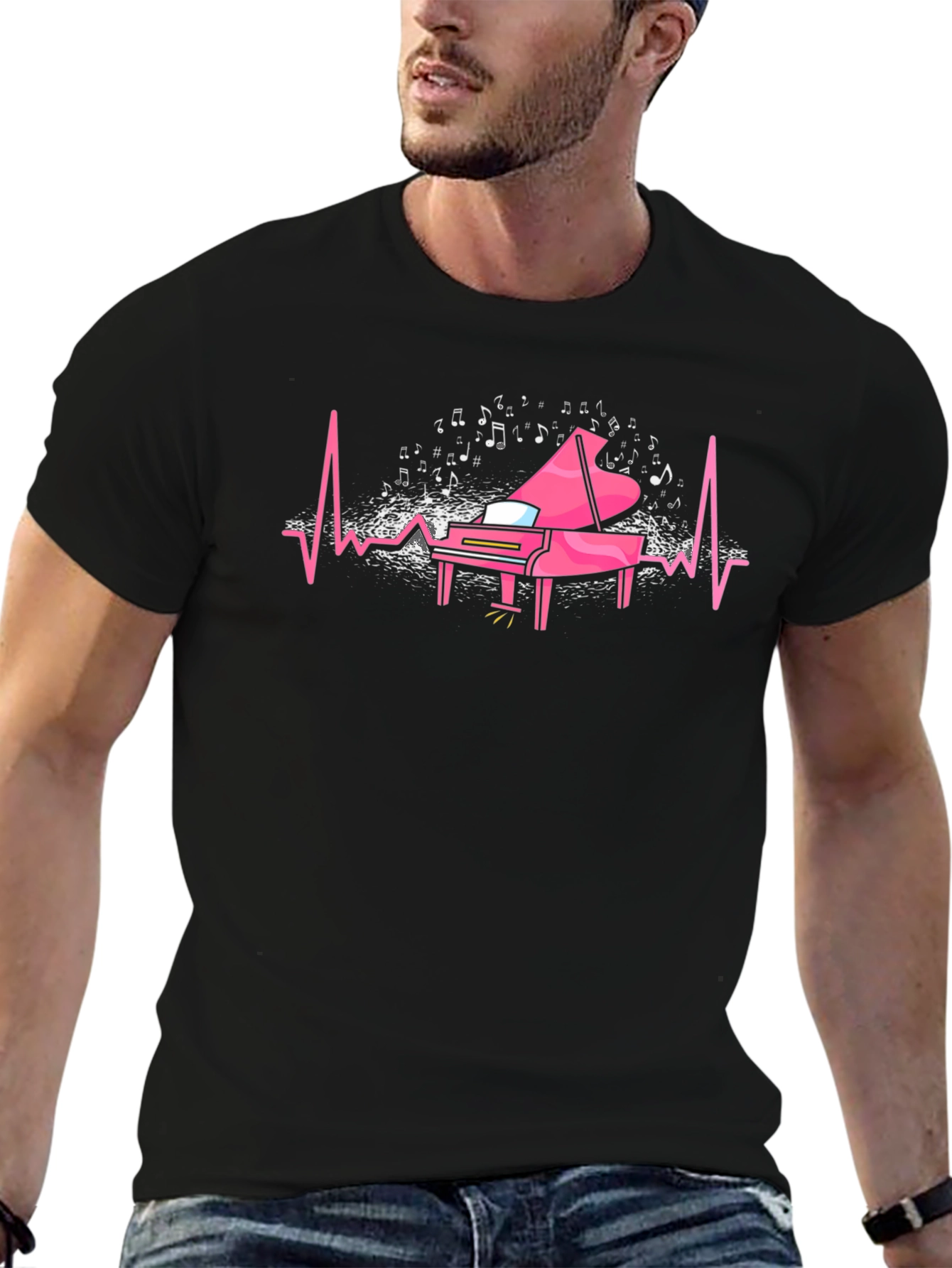 Piano Heartbeat T-Shirt - Music Lover Tee