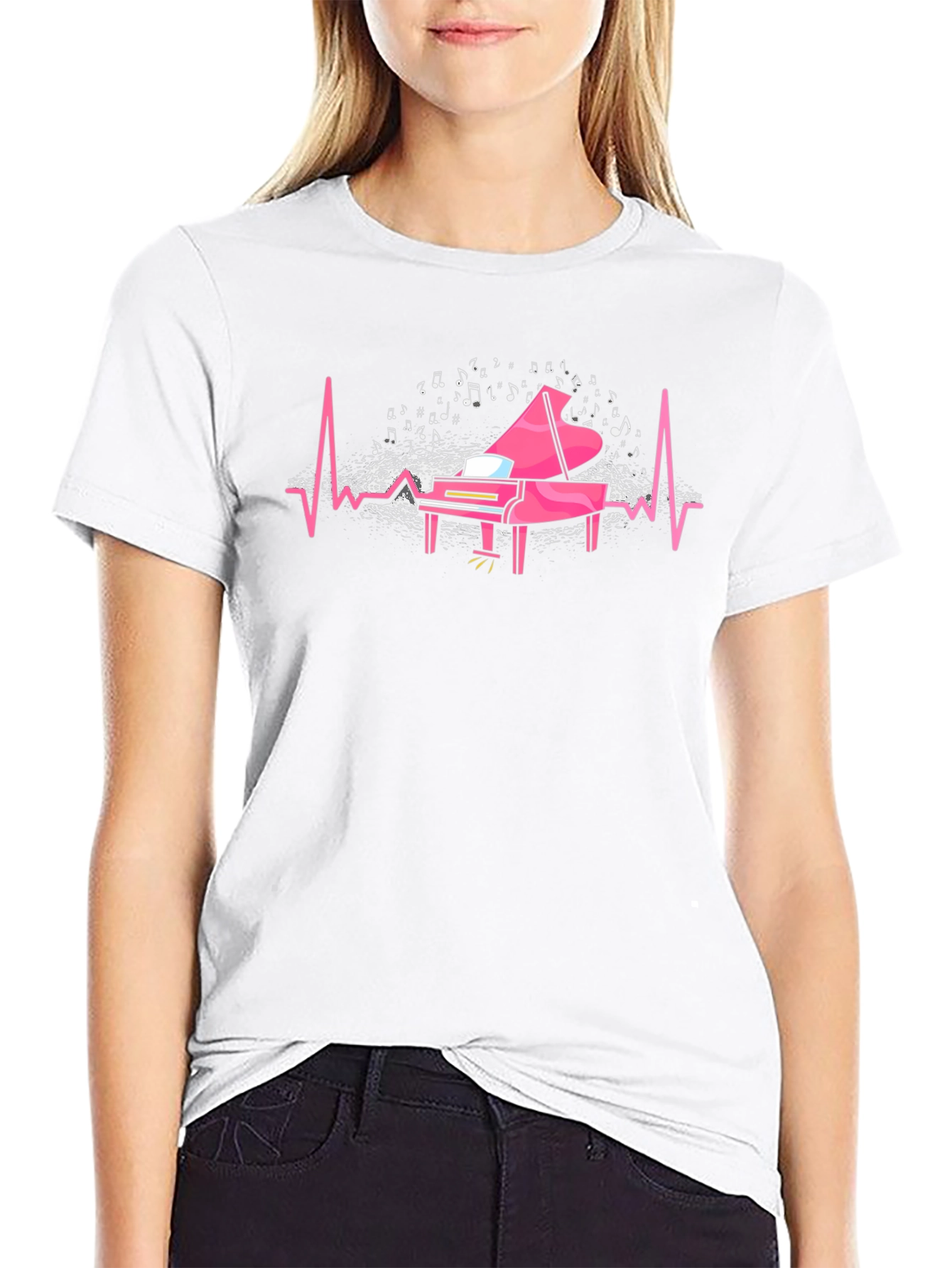 Piano Heartbeat T-Shirt - Music Lover Tee