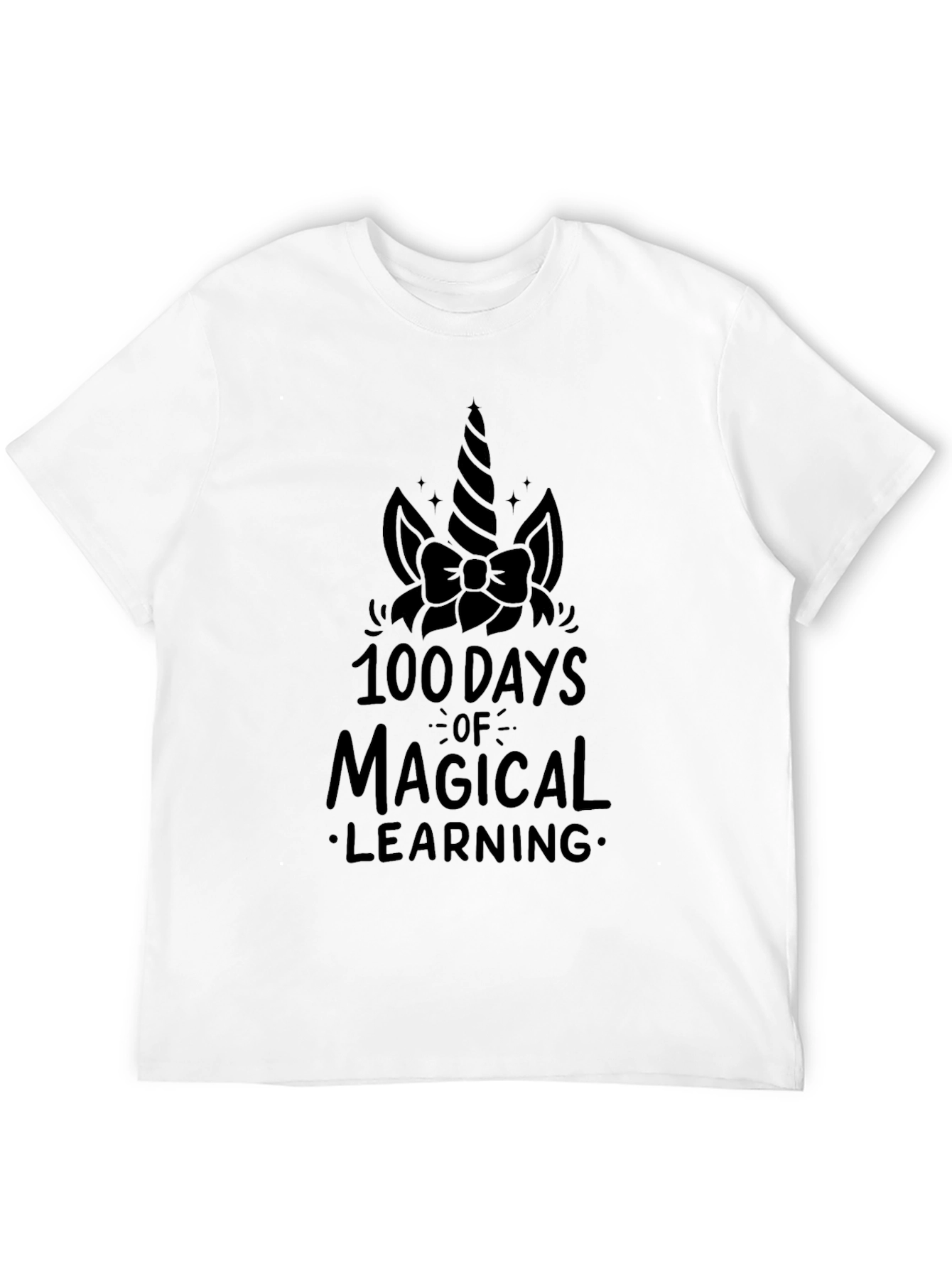 100 Days of Magical Learning Black T-Shirt