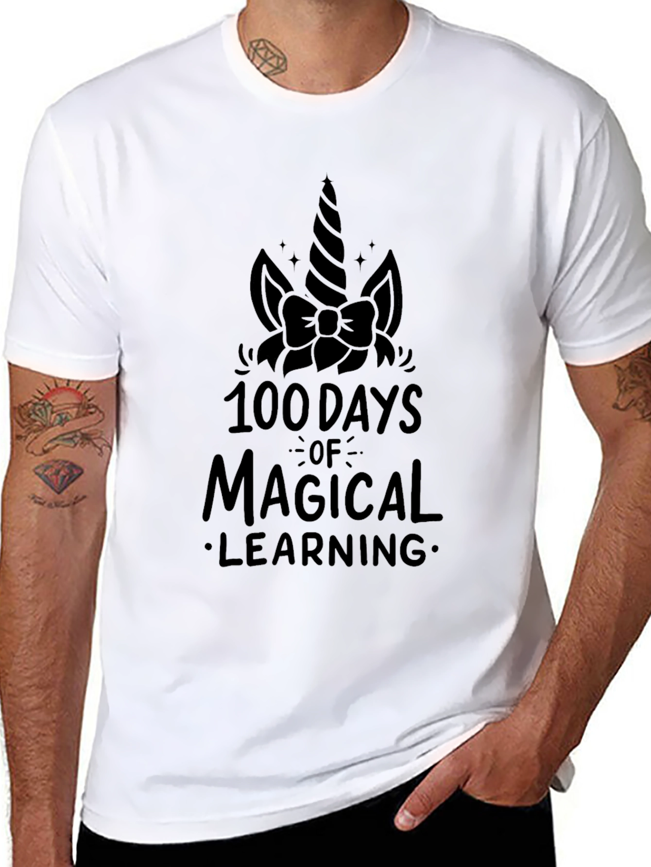 100 Days of Magical Learning Black T-Shirt